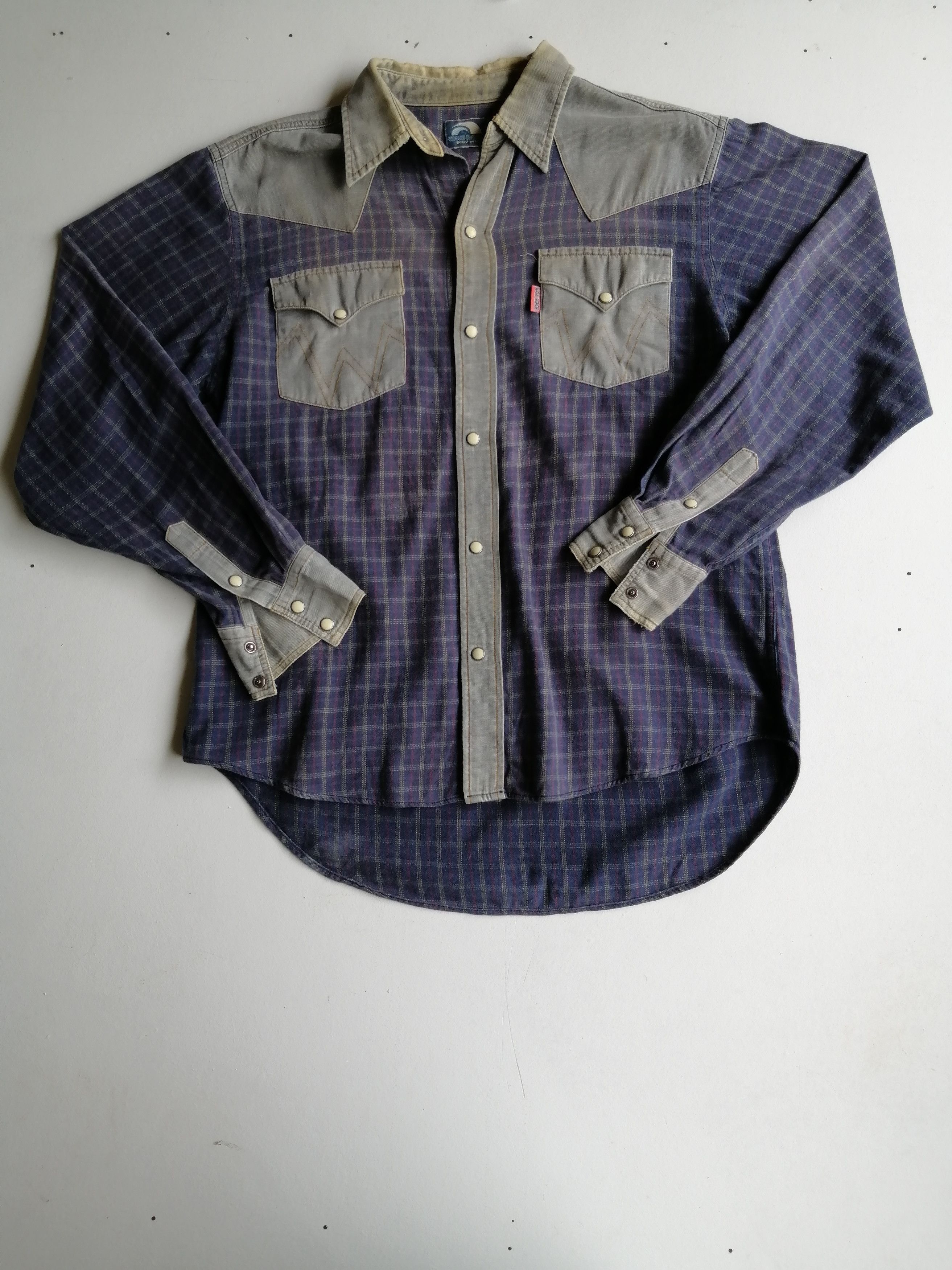 Denim & Co. × Designer Vintage Wave Ranch Board Wear Flannel Denim Button Up Size US M / EU 48-50 / 2 - 1 Thumbnail