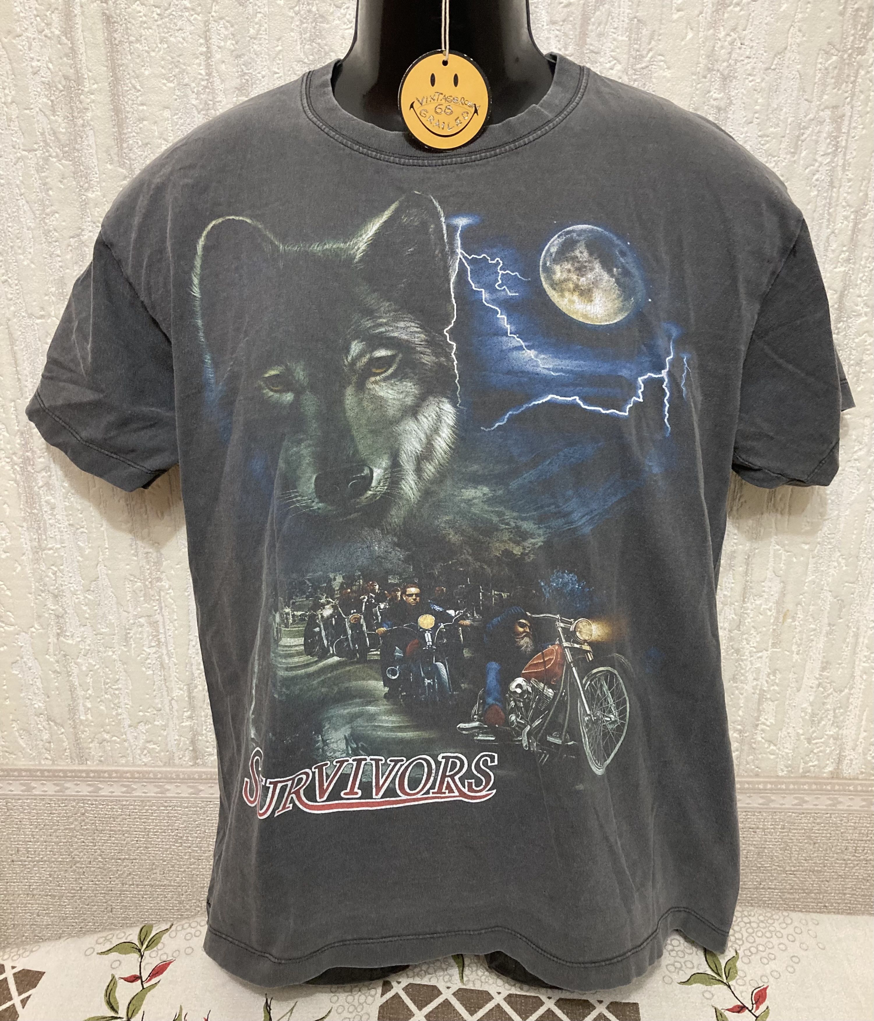 Vintage Vintage American Survivors wolf biker graphic tee Size US M / EU 48-50 / 2 - 1 Thumbnail