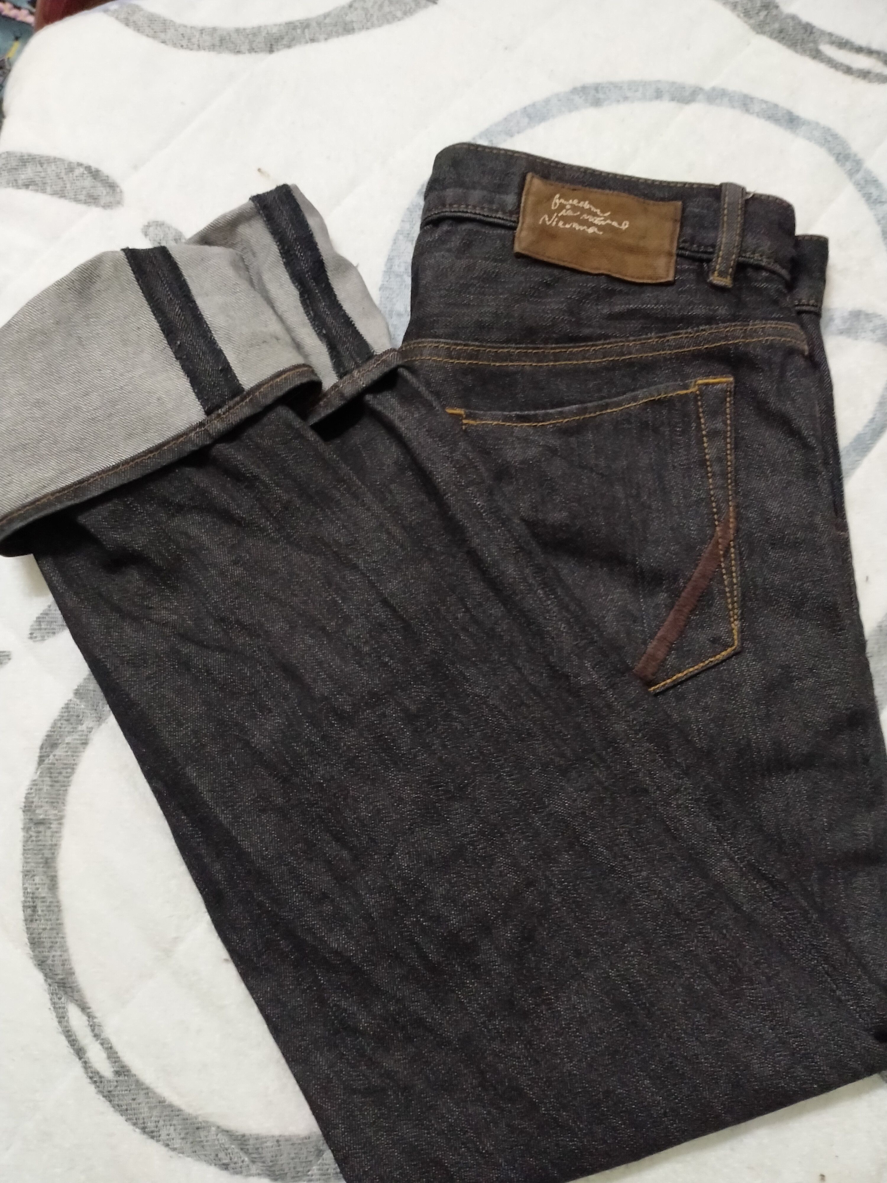 image of Distressed Denim x Vintage Freedom Is Natural Nirvana Slim Skinny Jeans in Black Denim (Size 34)