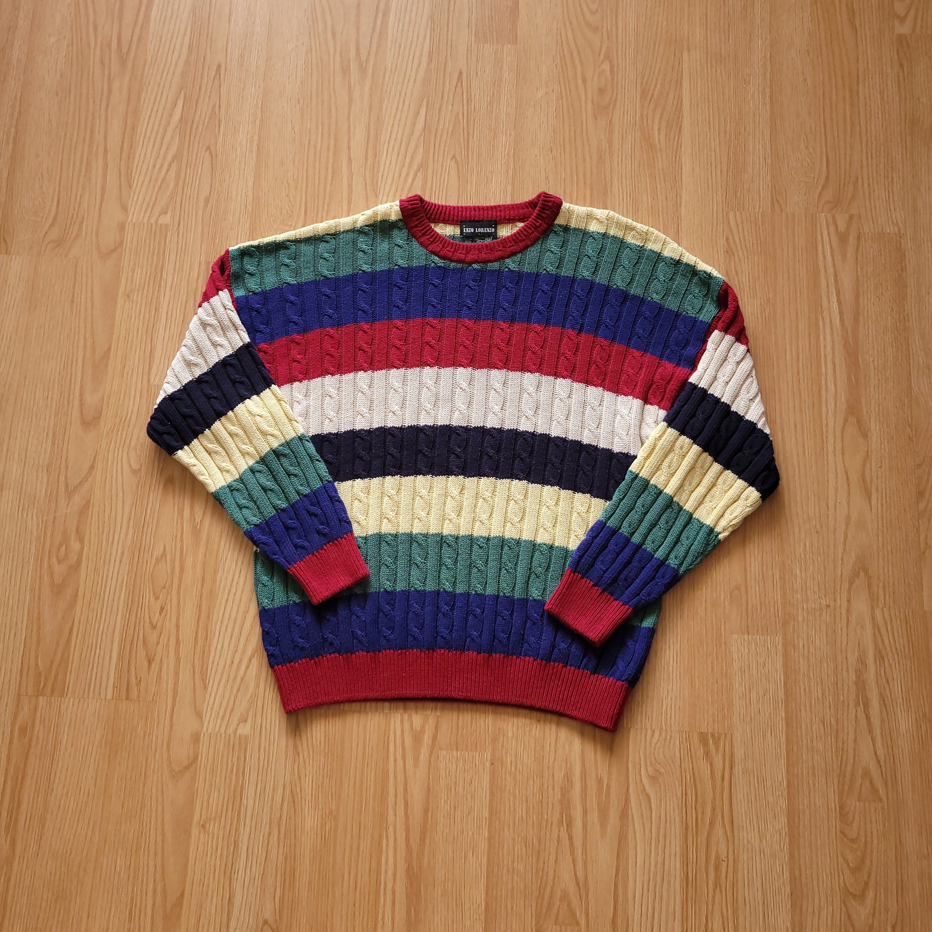 Vintage Vintage Enzo Lorenzo stripes sweater XXL Size US XXL / EU 58 / 5 - 1 Thumbnail