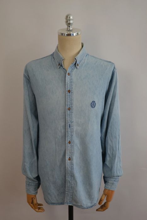 90'S Ralph Lauren CHAPS long sleeve button down shirt men's size L vintage cotton navy blue type Vintage Second Hand