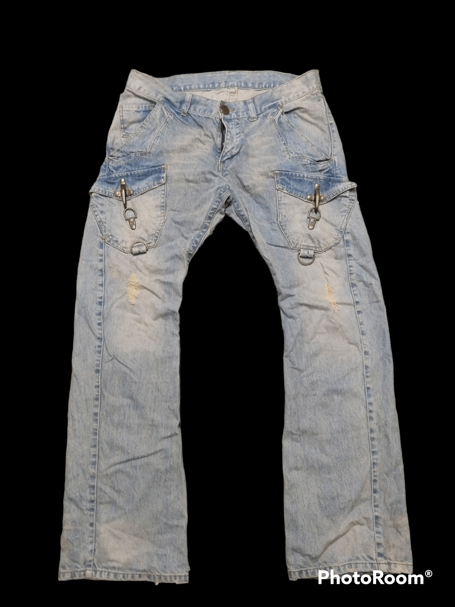 Japanese Brand × Vintage FLARE DiSTRESSED BUSH PANTS RATTLE TRAP DENIM PANTS Size US 33 - 1 Thumbnail
