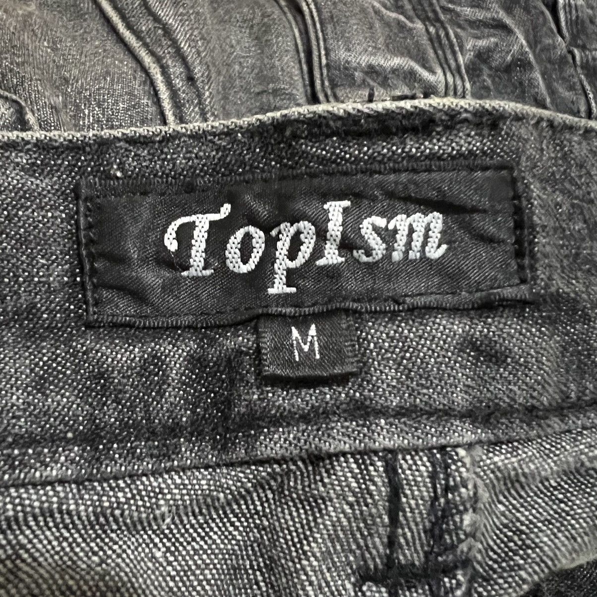 Japanese Brand Japanese Topism Distressed Bondage Flare Cargo Jeans Size US 31 - 5 Thumbnail