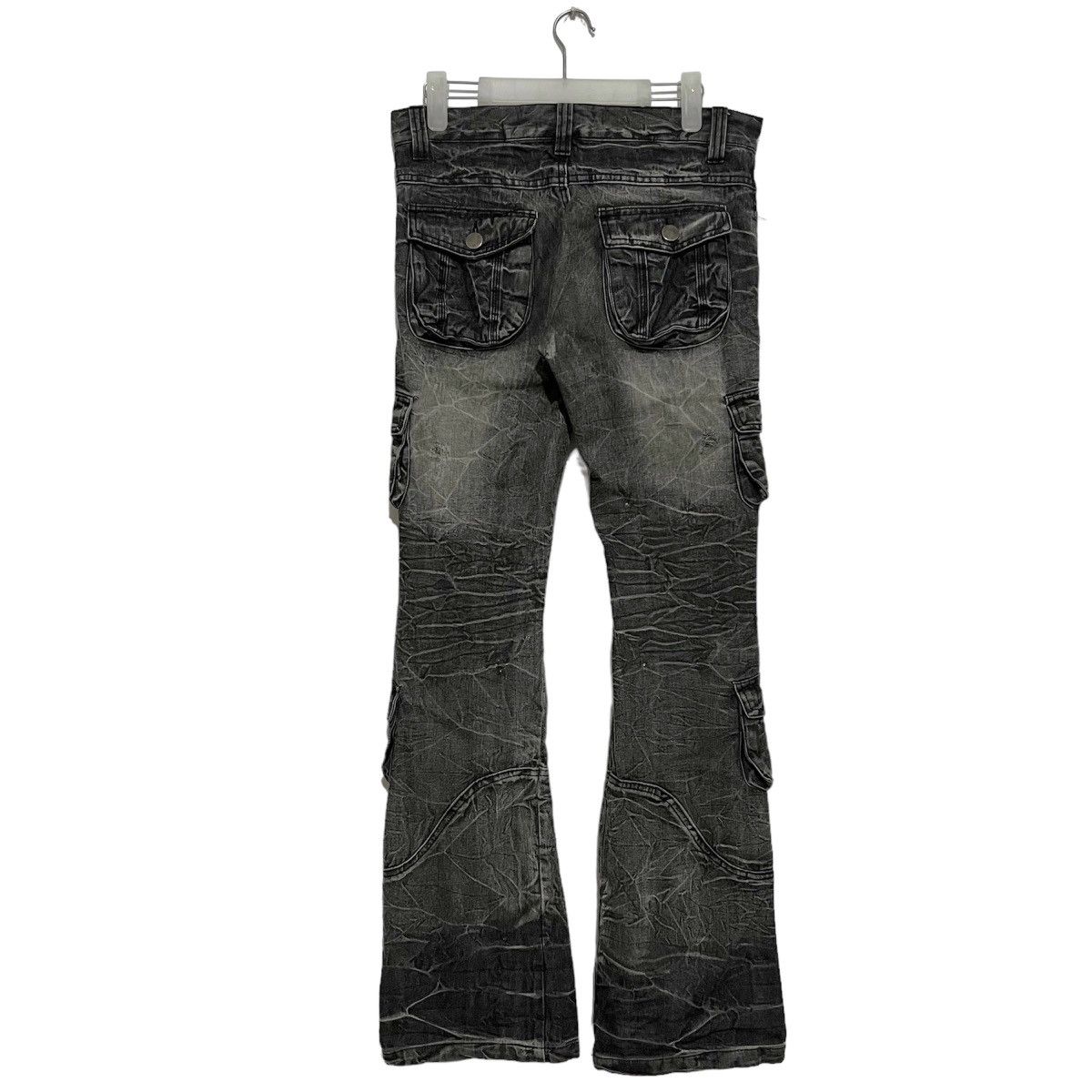 Japanese Brand Japanese Topism Distressed Bondage Flare Cargo Jeans Size US 31 - 3 Thumbnail