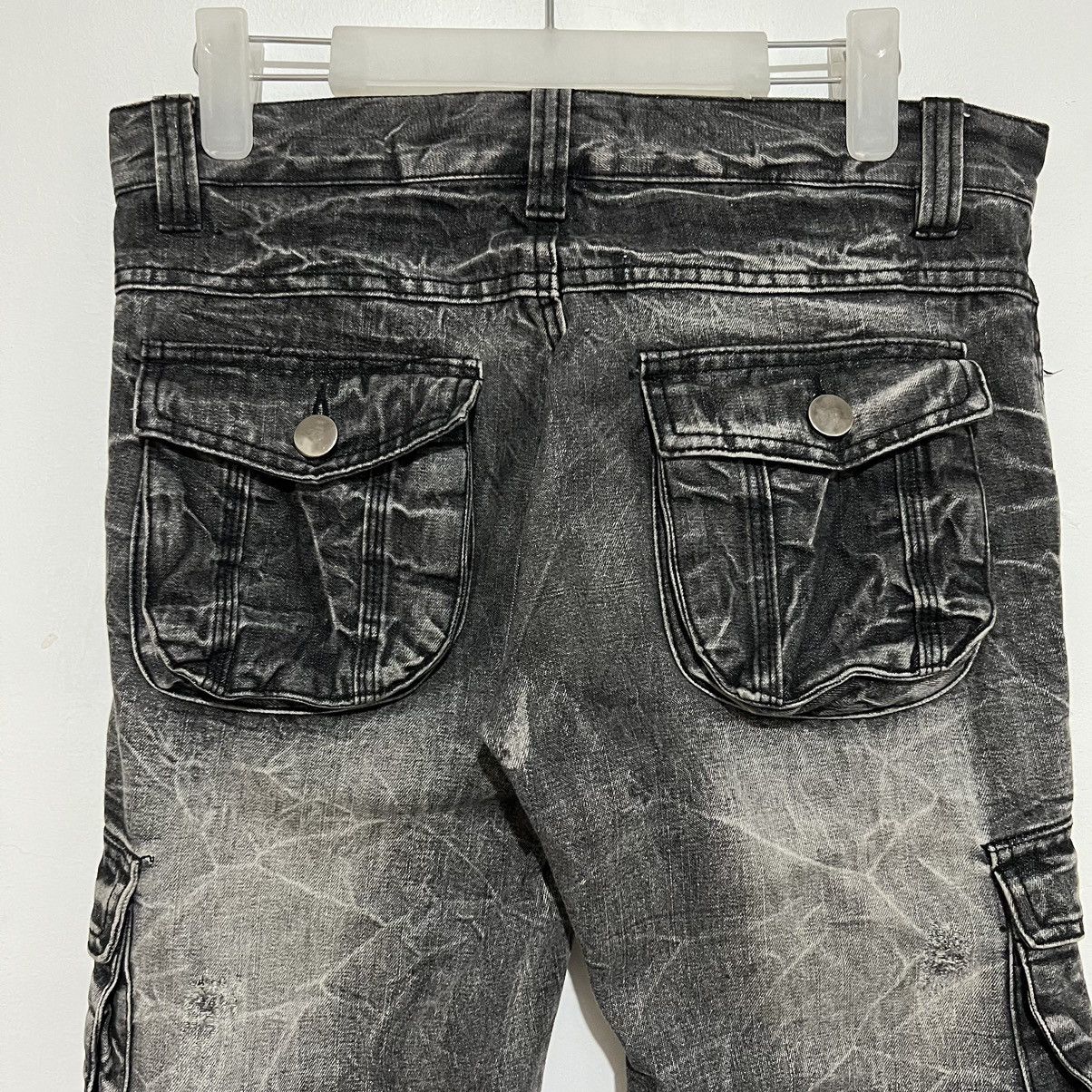 Japanese Brand Japanese Topism Distressed Bondage Flare Cargo Jeans Size US 31 - 4 Thumbnail