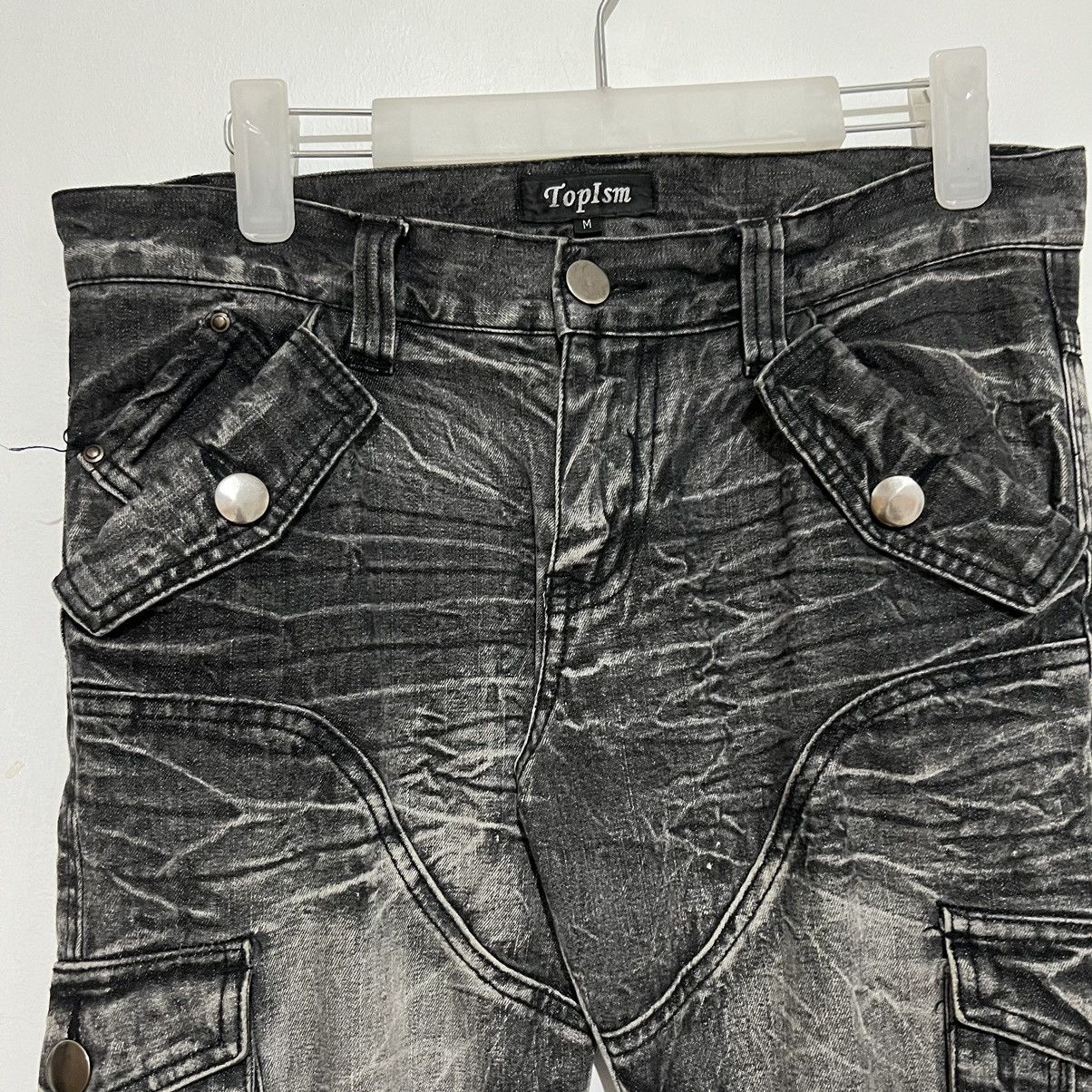 Japanese Brand Japanese Topism Distressed Bondage Flare Cargo Jeans Size US 31 - 2 Thumbnail