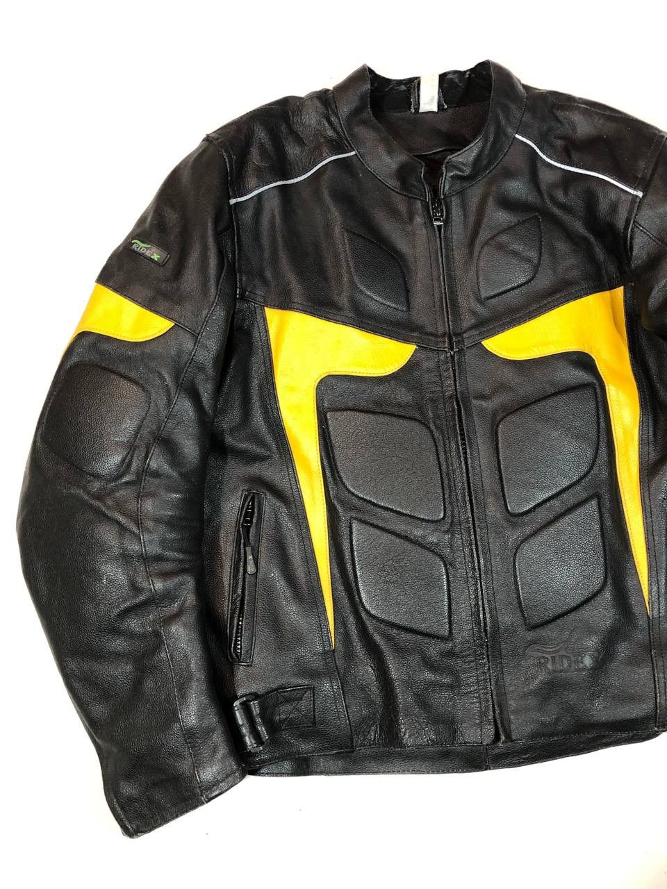 Genuine Leather × Japanese Brand Ridex Leather Moto Racing Jacket Black Yellow Ninja Size US L / EU 52-54 / 3 - 3 Thumbnail