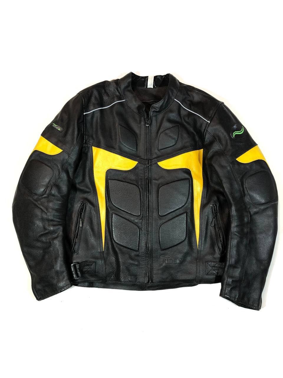 Genuine Leather × Japanese Brand Ridex Leather Moto Racing Jacket Black Yellow Ninja Size US L / EU 52-54 / 3 - 1 Thumbnail