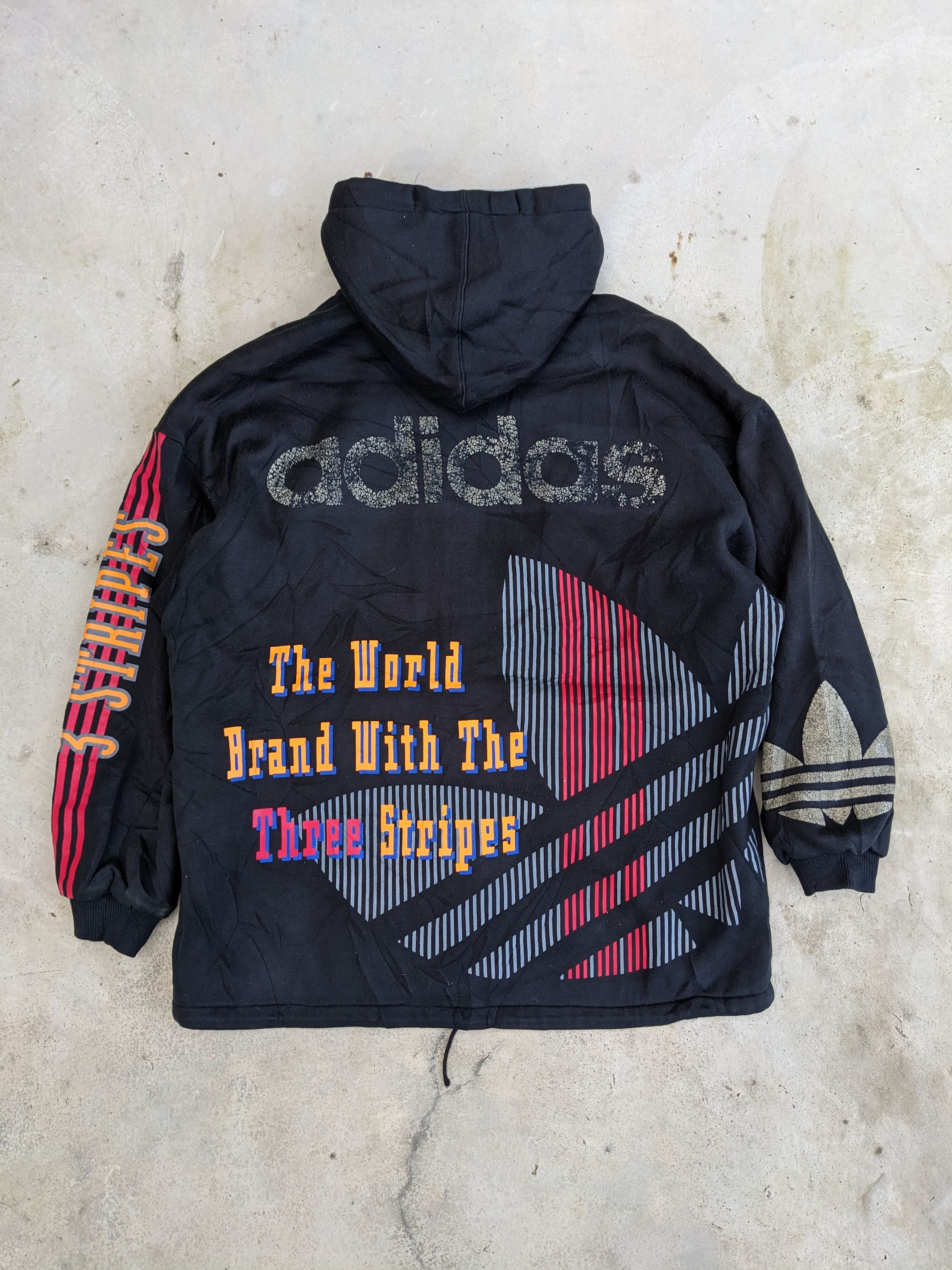 Rare Vintage Adidas Big Logo Retro Design Hoodie Sweatshirt