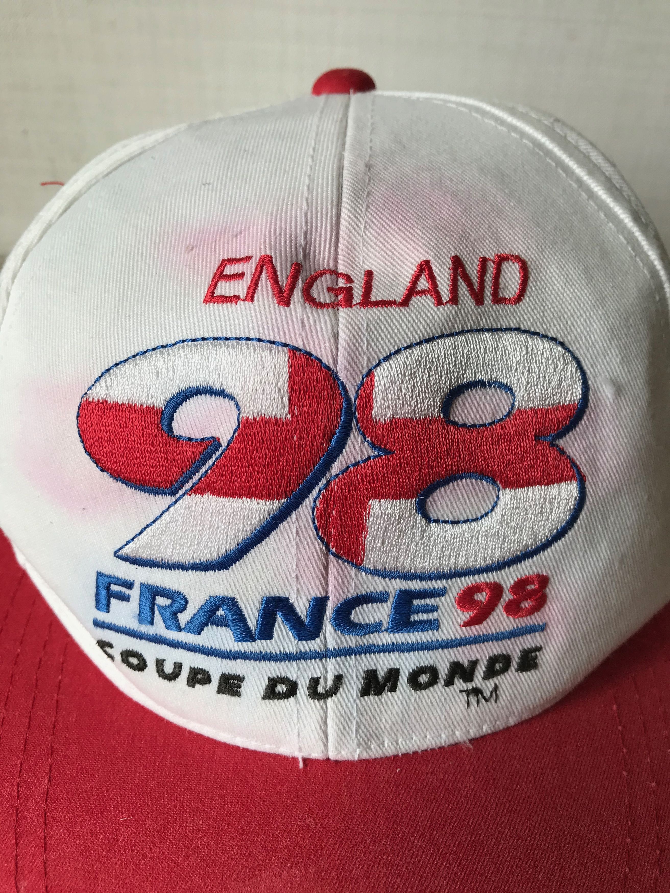 Vintage 1994 France FIFA World Cup 1998 Cap England Team Vintage Size ONE SIZE - 2 Thumbnail