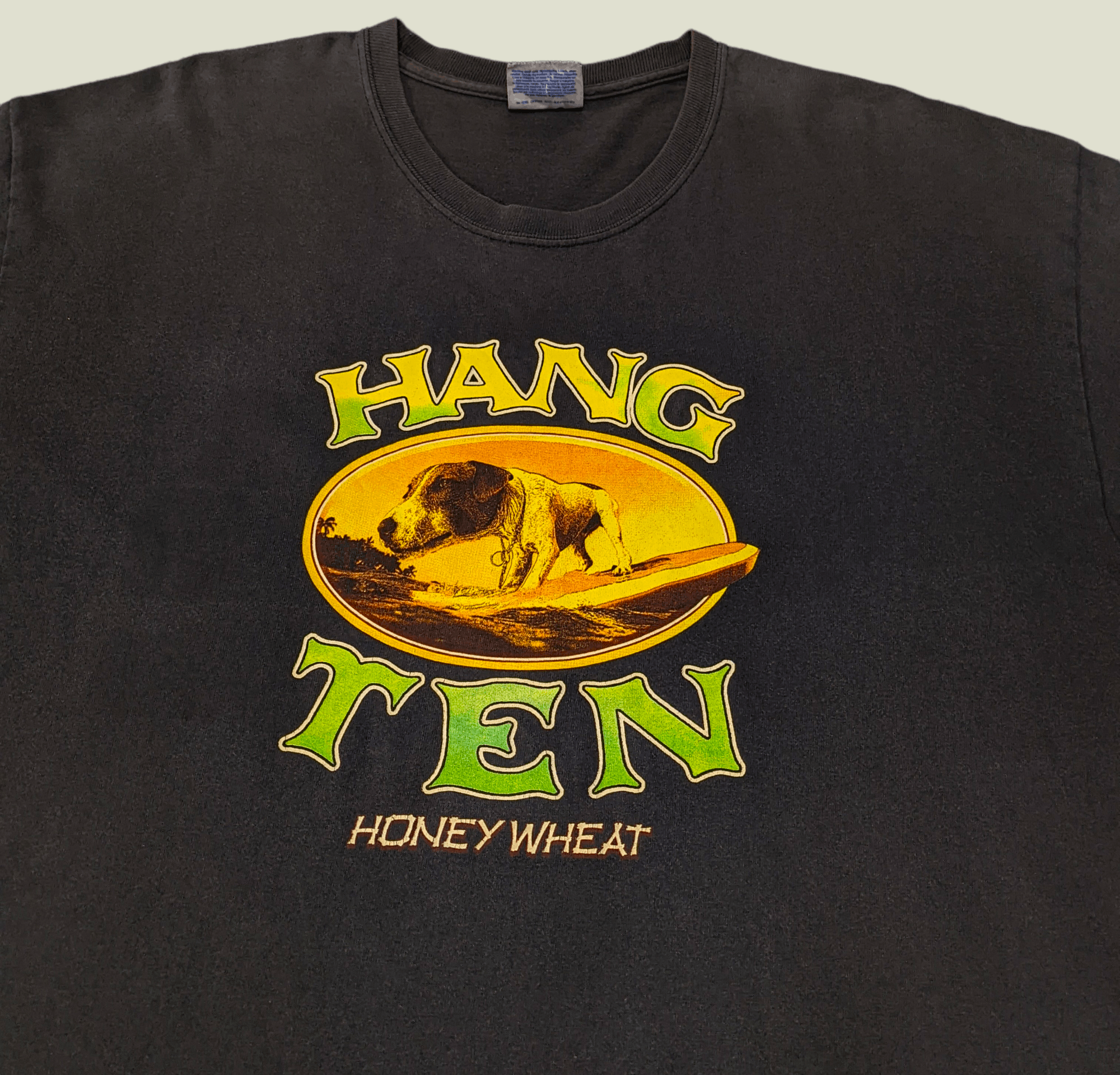 Vintage 90s Hang Ten Honey Wheat Surf Dog T shirt