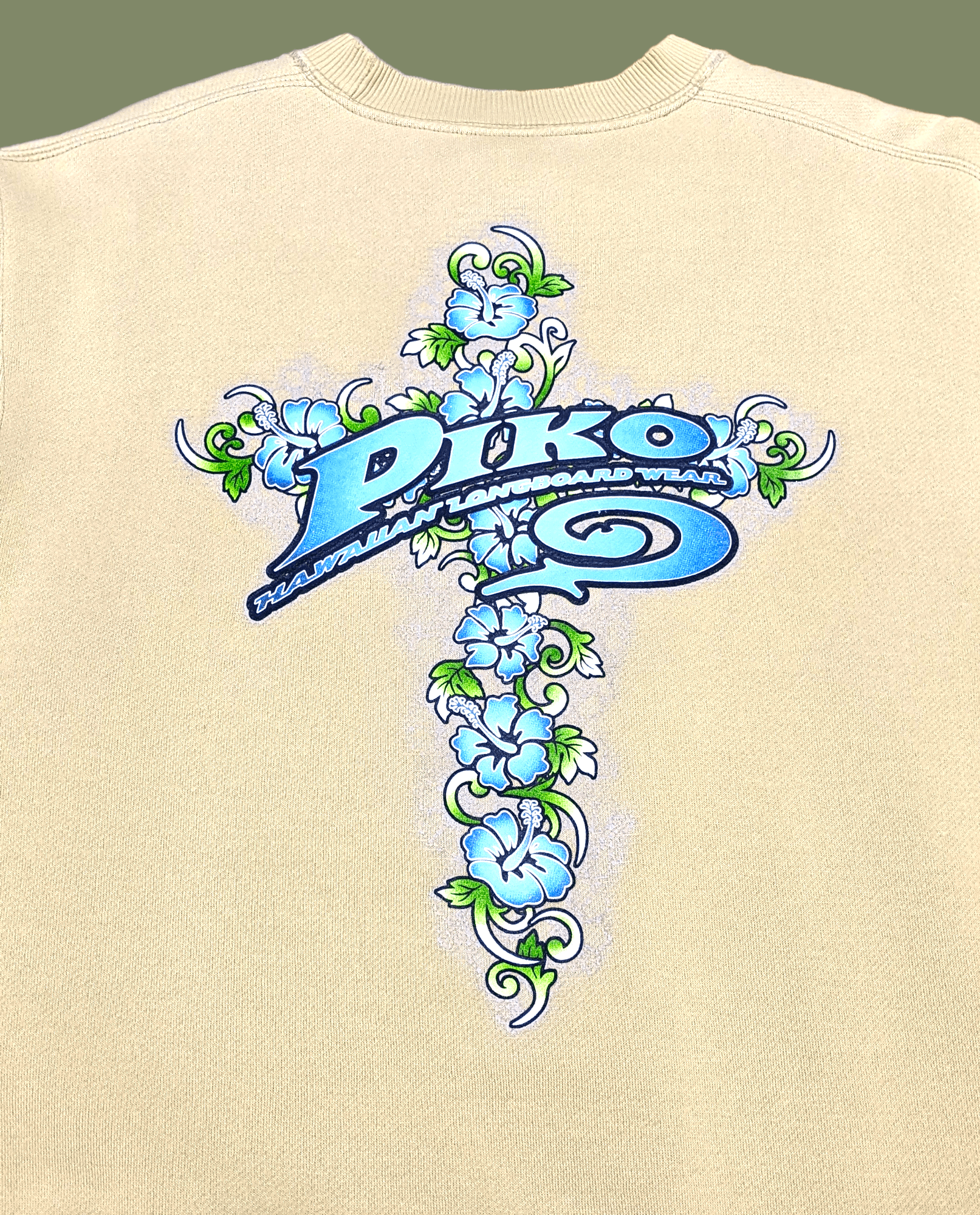 Billabong × Vintage Vintage 90s Piko Hawaii Surfboard Light Brown Sweatshirt Size US M / EU 48-50 / 2 - 3 Thumbnail