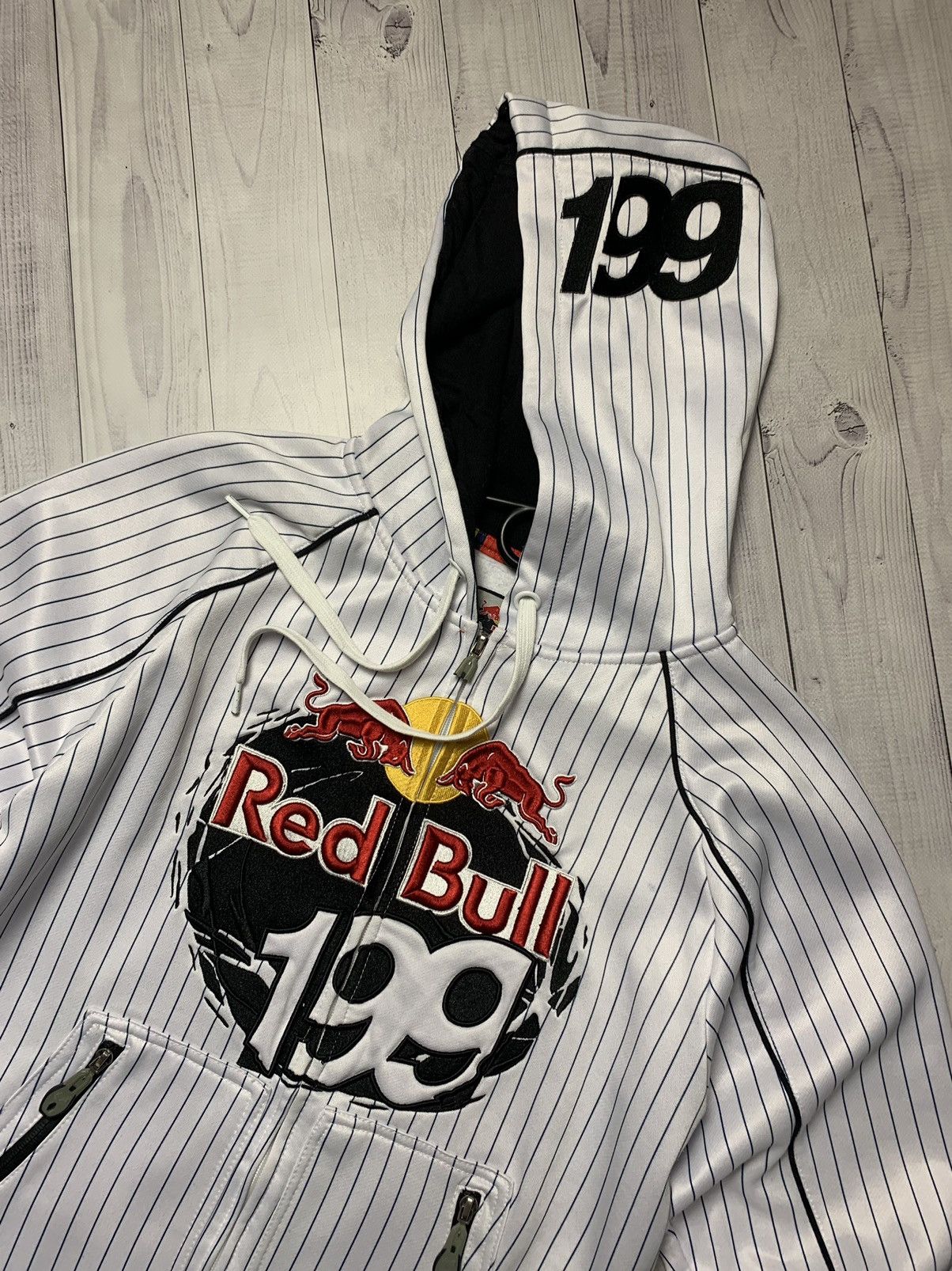 Fox Racing × Red Bull × Vintage Vintage Fox Racing Red Bull 199 hoodie striped size M Size US M / EU 48-50 / 2 - 3 Thumbnail