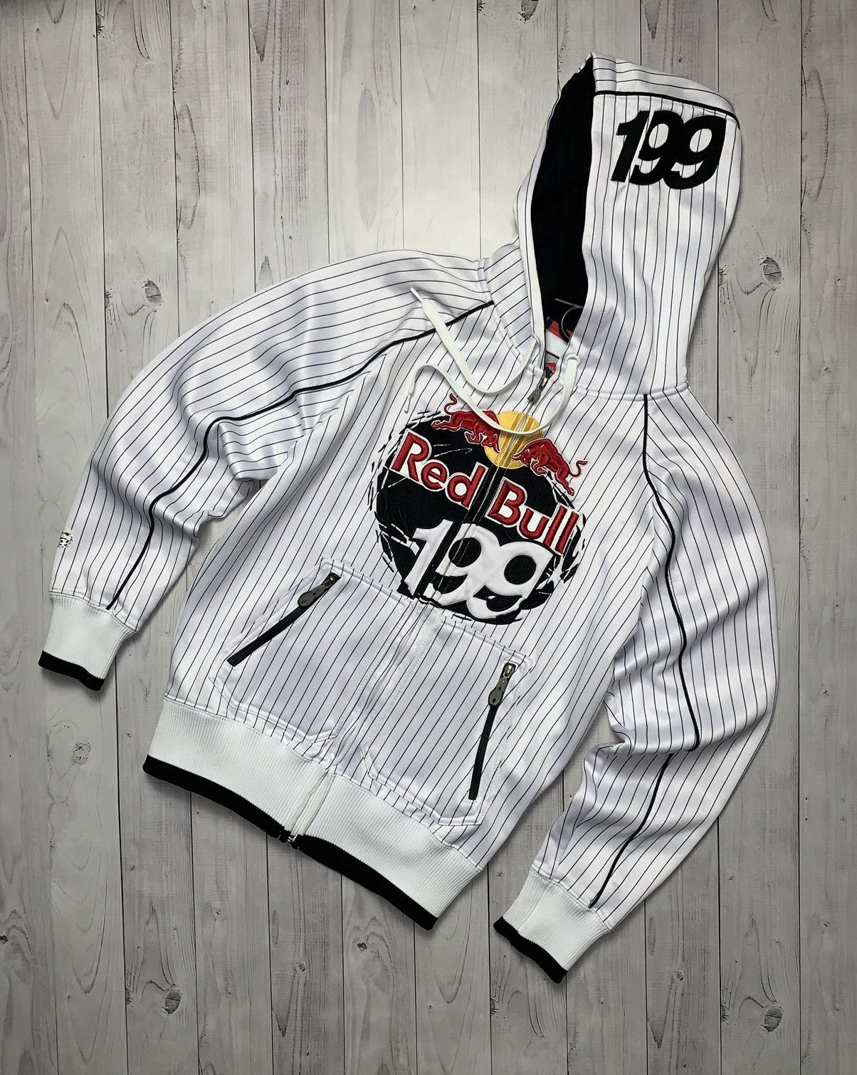 Fox Racing × Red Bull × Vintage Vintage Fox Racing Red Bull 199 hoodie striped size M Size US M / EU 48-50 / 2 - 1 Thumbnail