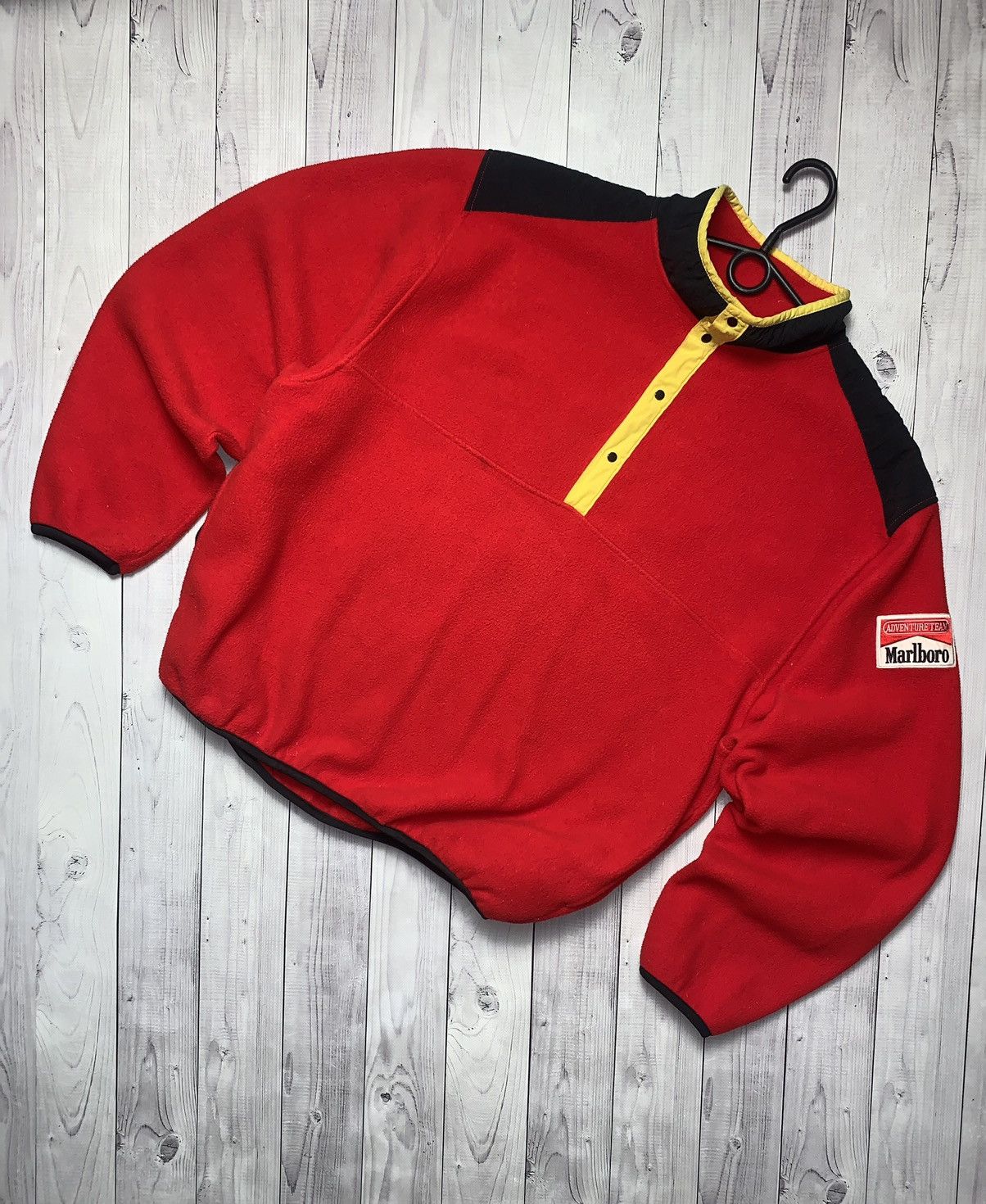 image of Marlboro Fleece Sweatshirt Jacket Size L Logo in Red, Men's