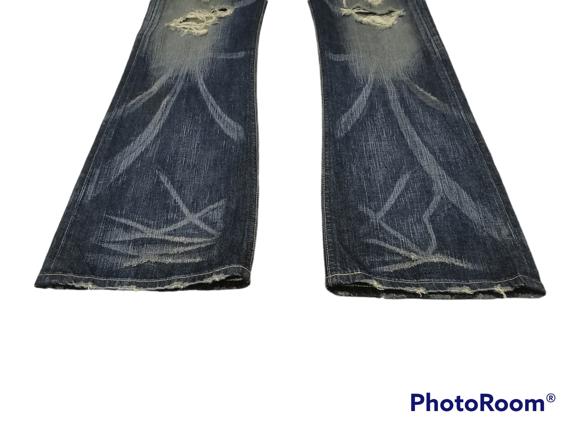 Japanese Brand Hot Item🔥Edwin Indigo Dyed Flare Ripped Distressed Pants⚡⚡⚡ Size US 32 / EU 48 - 2 Thumbnail