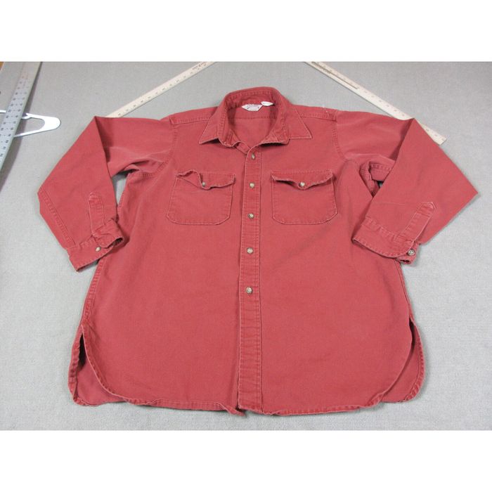 Vintage VINTAGE Cabelas Shirt Mens Extra Large Red Button Up Long ...