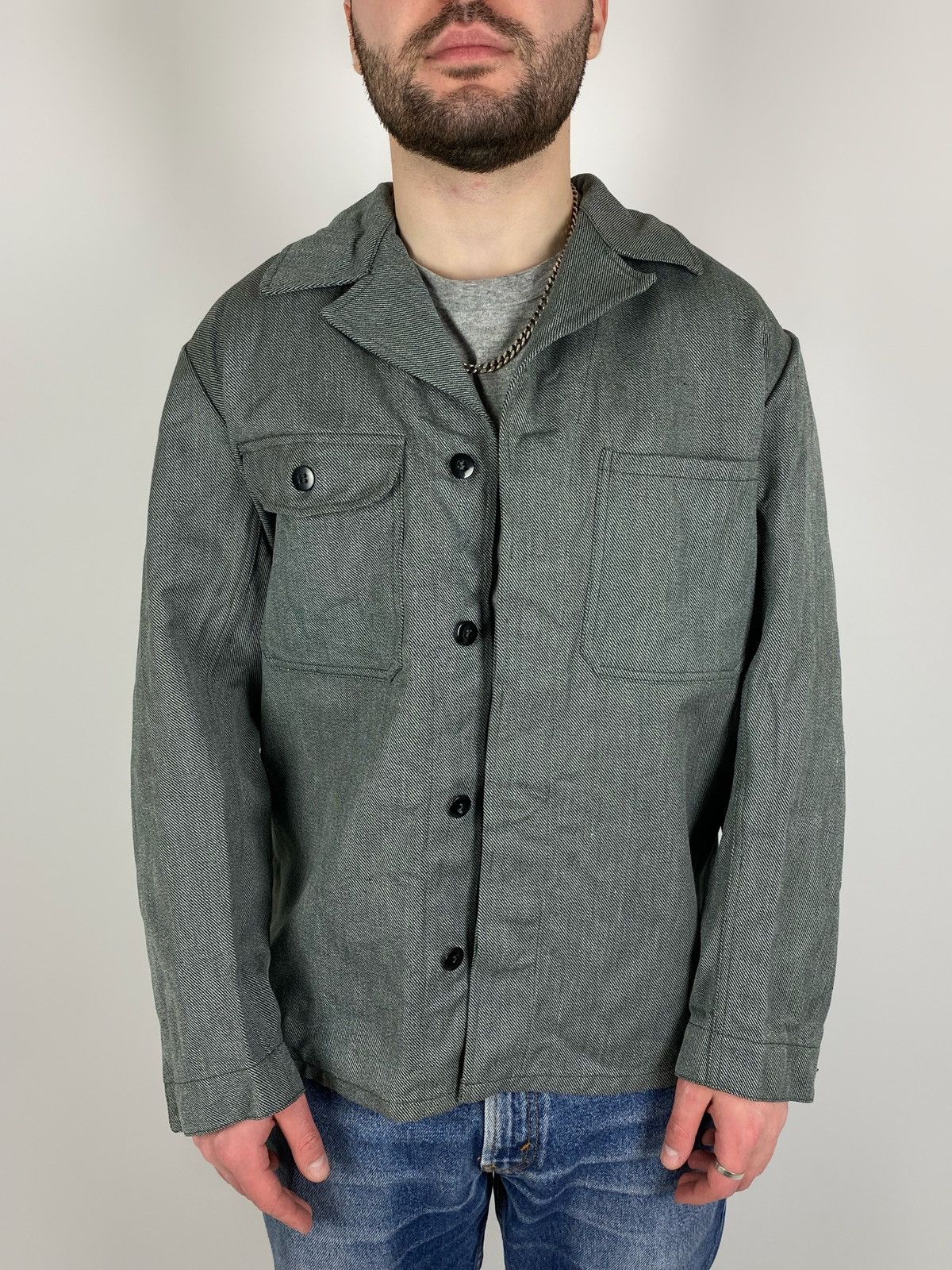 Le Laboureur 70s Vintage Swiss Salt and Pepper Chest Pocket Work Jacket Size US M / EU 48-50 / 2 - 3 Thumbnail