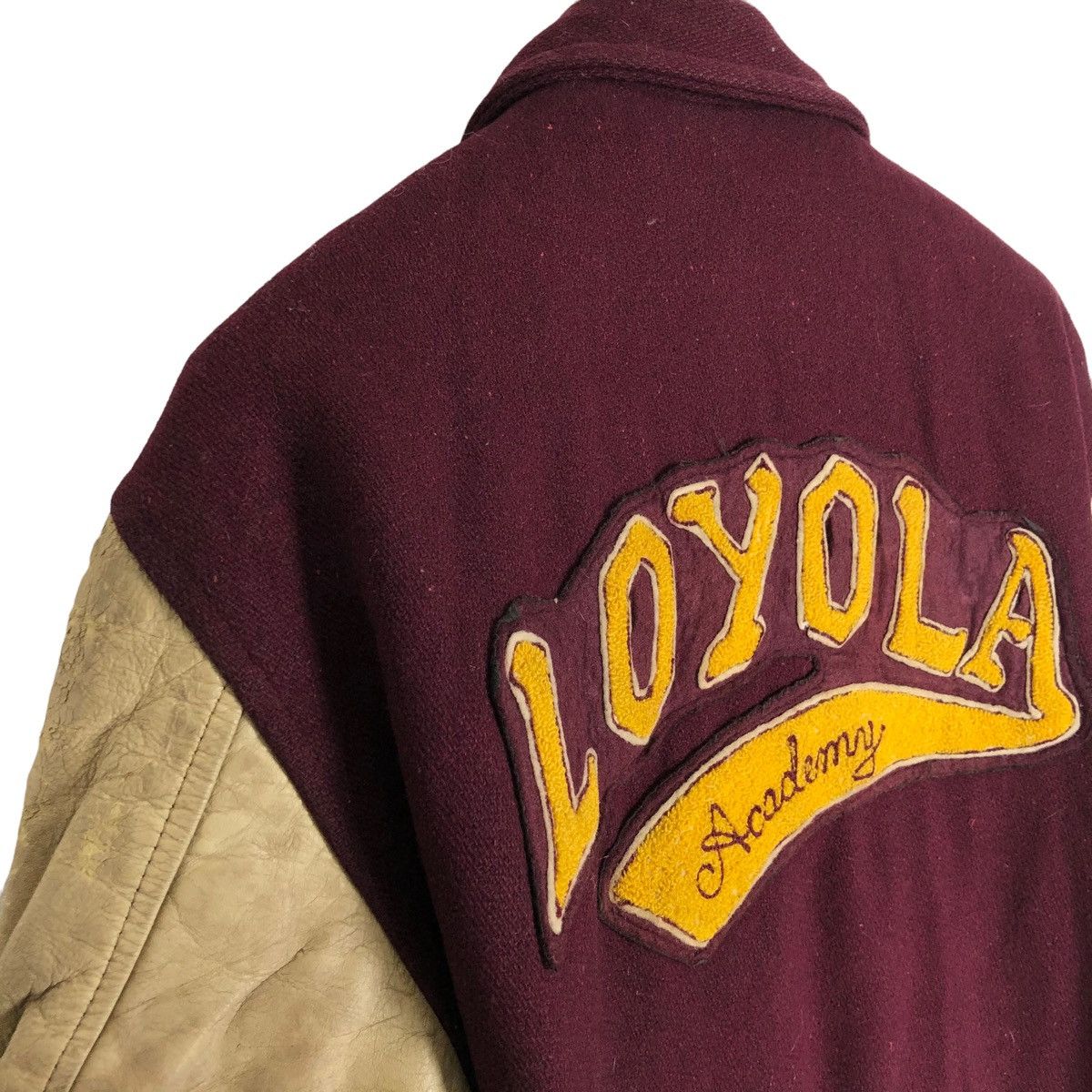 Leather Vintage 50s Loyola Academy Wool Leather Varsity Jacket Size US L / EU 52-54 / 3 - 19 Thumbnail