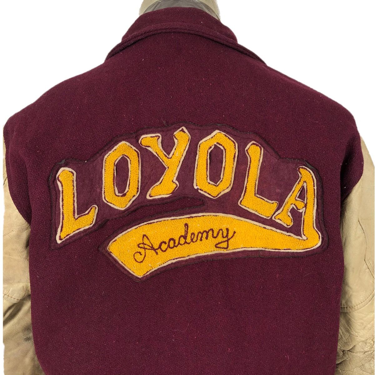 Leather Vintage 50s Loyola Academy Wool Leather Varsity Jacket Size US L / EU 52-54 / 3 - 4 Thumbnail