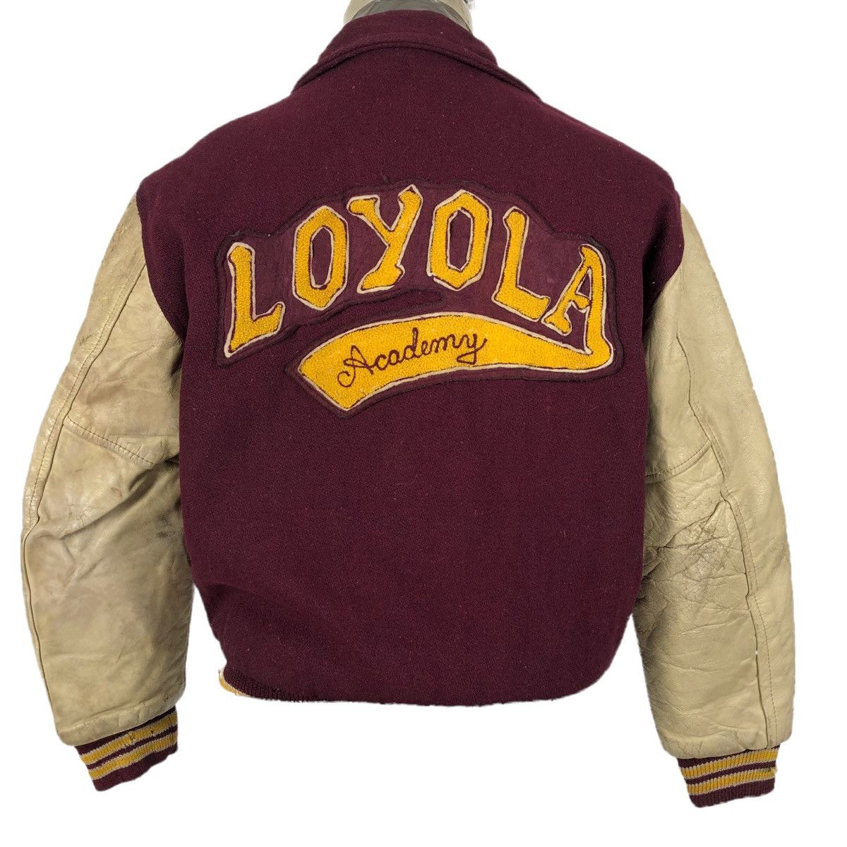Leather Vintage 50s Loyola Academy Wool Leather Varsity Jacket Size US L / EU 52-54 / 3 - 1 Thumbnail