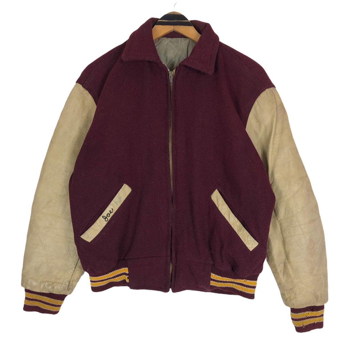 Leather Vintage 50s Loyola Academy Wool Leather Varsity Jacket Size US L / EU 52-54 / 3 - 11 Thumbnail