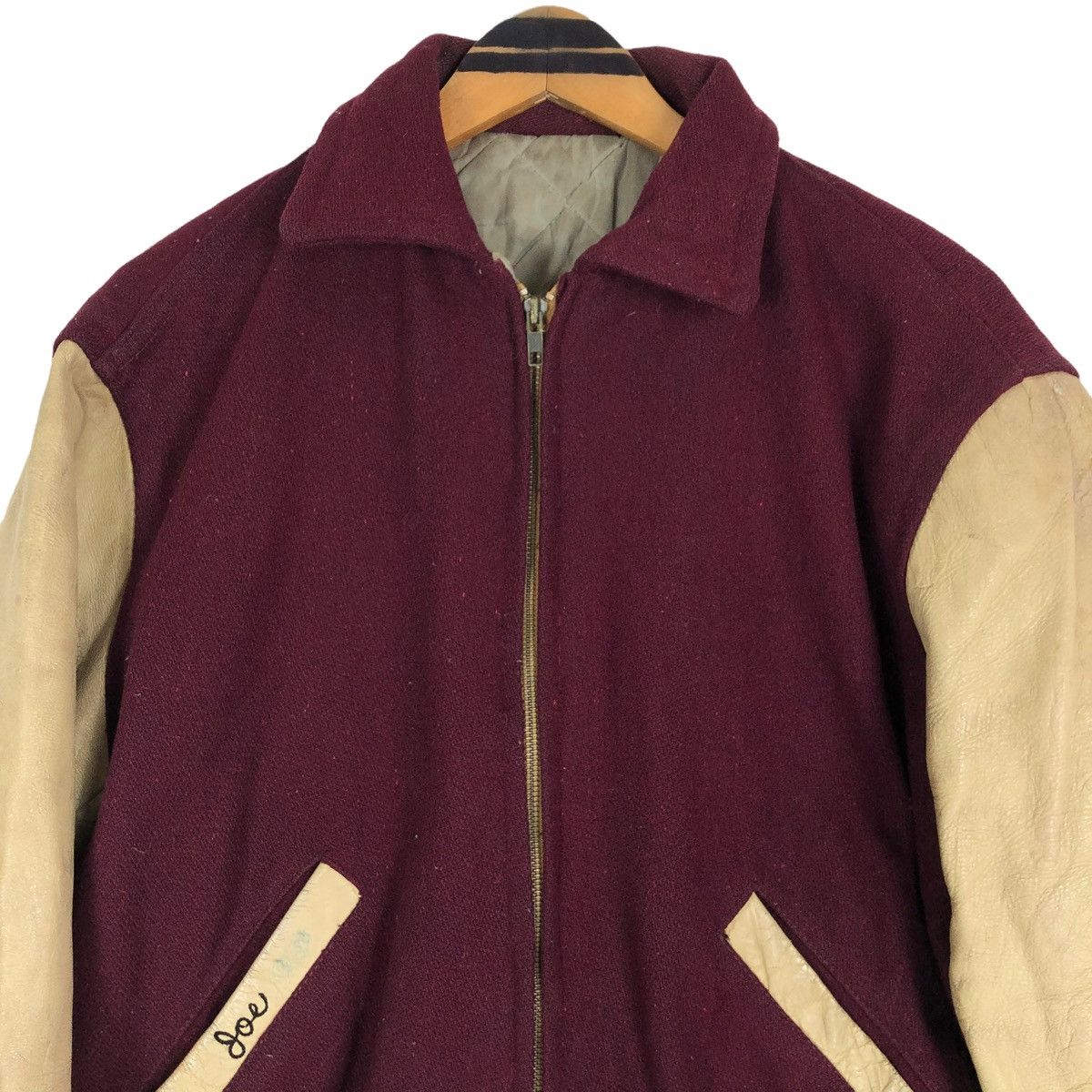 Leather Vintage 50s Loyola Academy Wool Leather Varsity Jacket Size US L / EU 52-54 / 3 - 7 Thumbnail