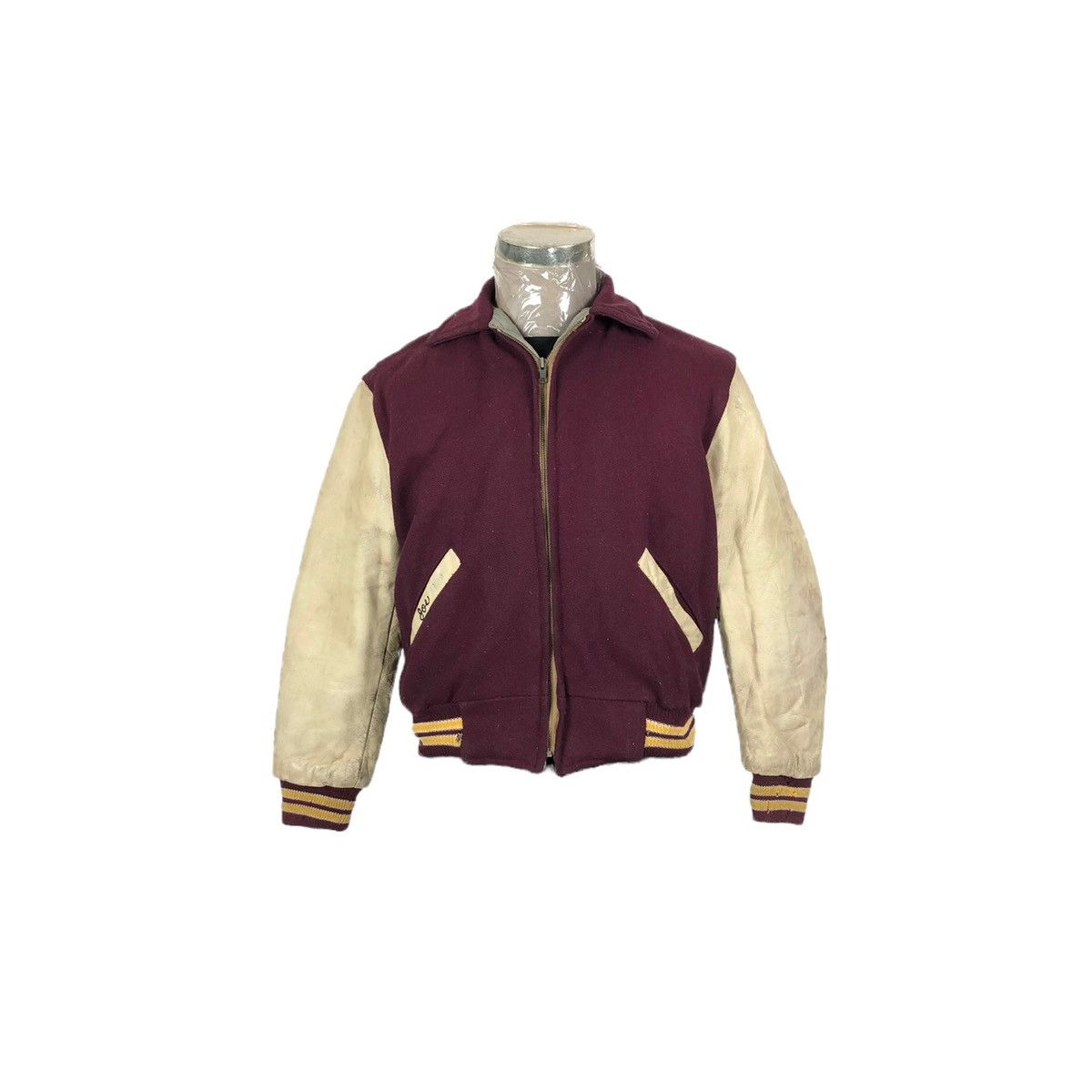 Leather Vintage 50s Loyola Academy Wool Leather Varsity Jacket Size US L / EU 52-54 / 3 - 3 Thumbnail