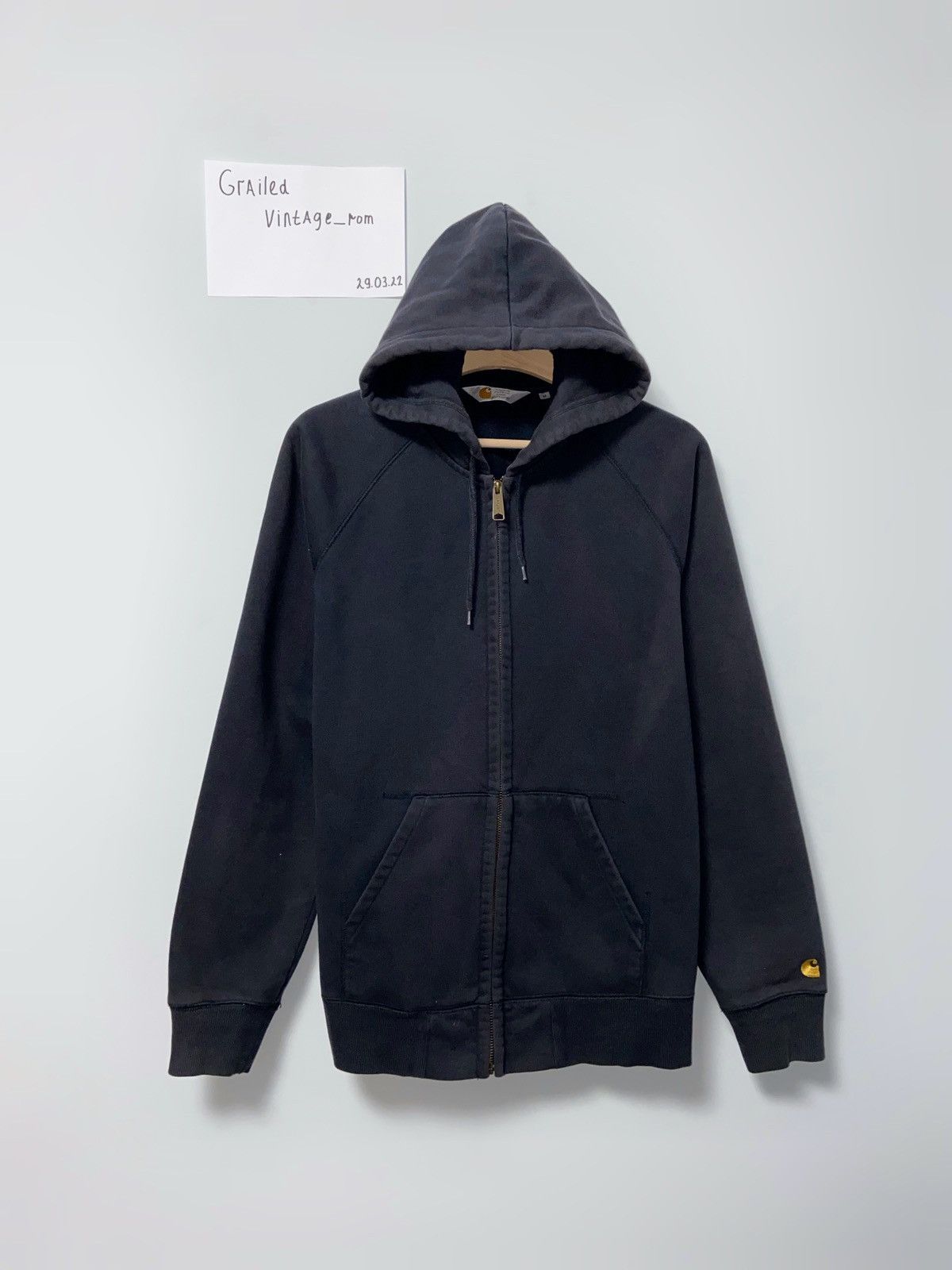 Carhartt ORIGINAL FIT sweatshirt pullover hoodie, men's XL size cotton Charcoal Vintage Second Hand