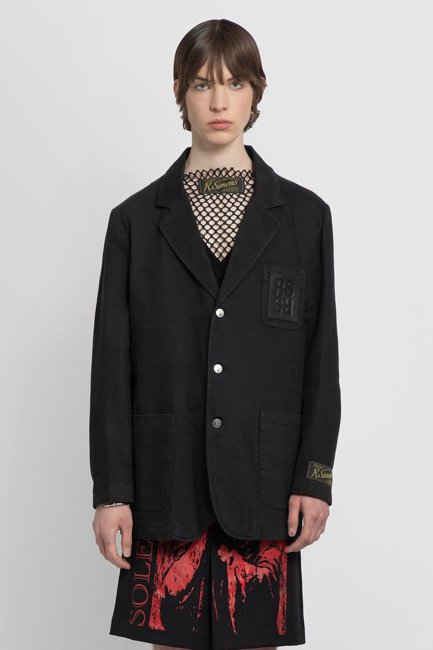Pre-owned Raf Simons Ss22 Schoolboy Denim Blazer Jacket In Black