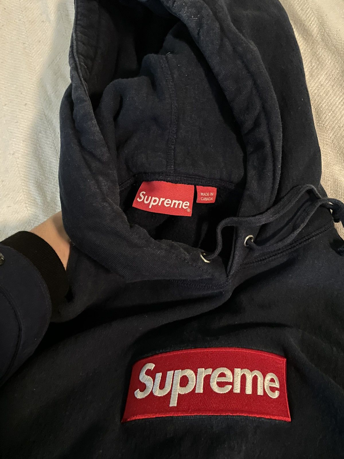 Supreme Navy Box Logo Hoodie fw16