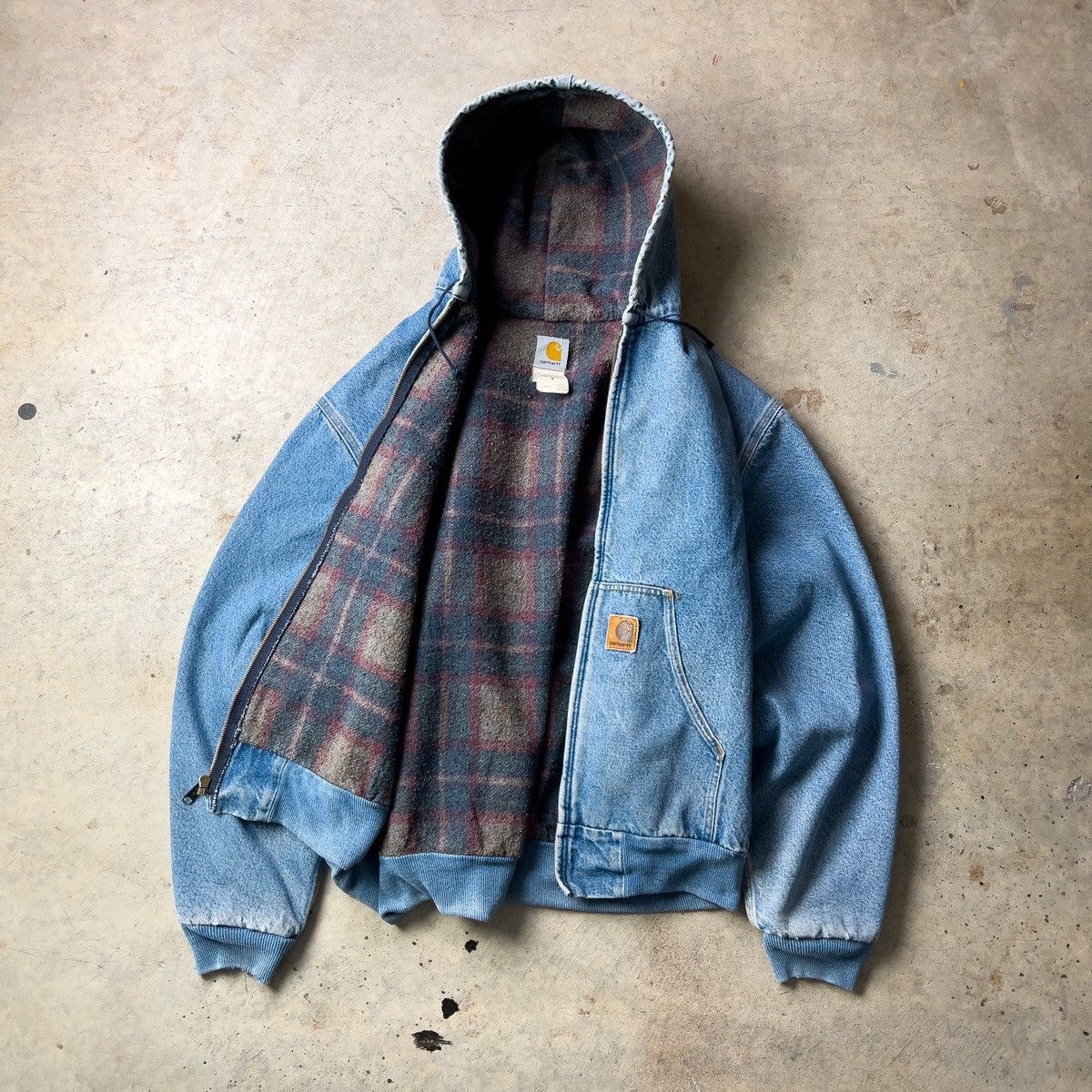 VTG Carhartt Jacket Mens 42 Blanket Lined 8BWJP Denim