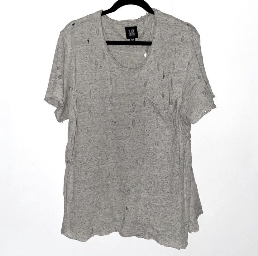 Black Kaviar Paris wide collar Tee custom distressed XXL​