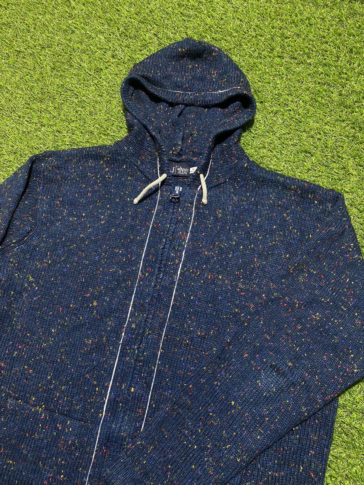Vintage 90 Armani Jeans wool zip hoodie made in Italy size M