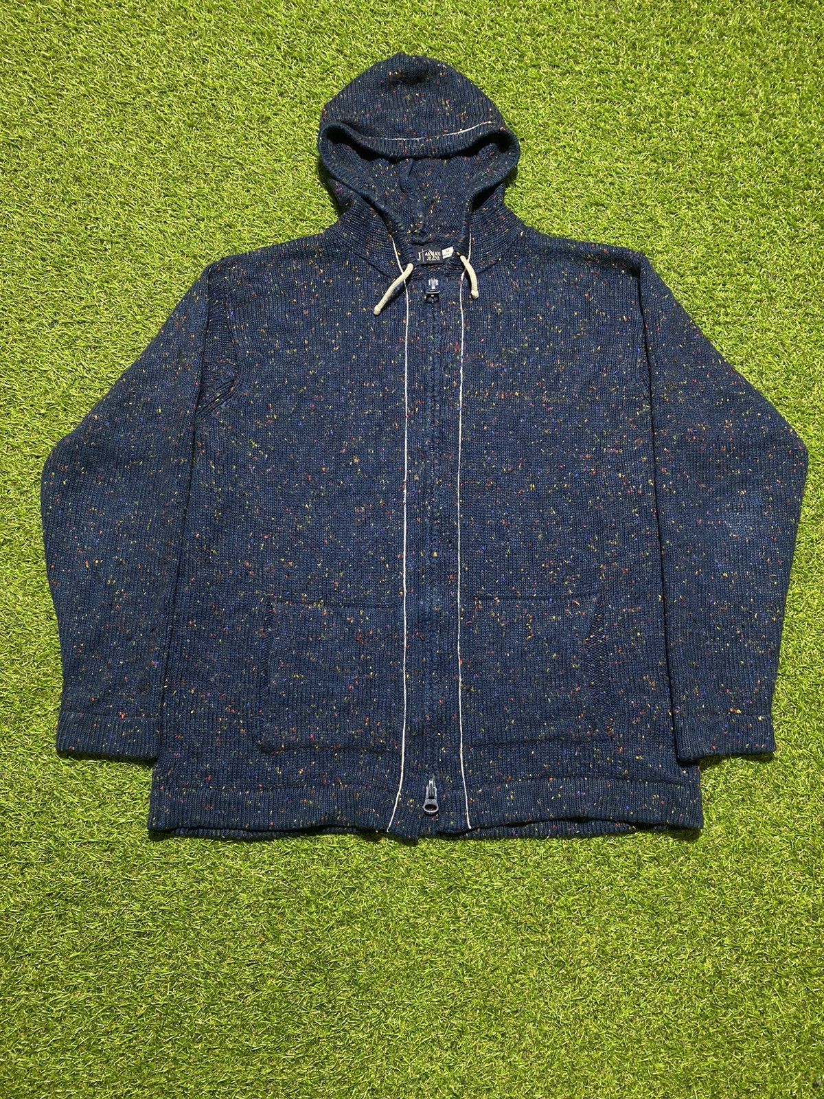Giorgio Armani × Vintage Vintage 90 Armani Jeans wool zip hoodie made in Italy size M Size US M / EU 48-50 / 2 - 2 Thumbnail