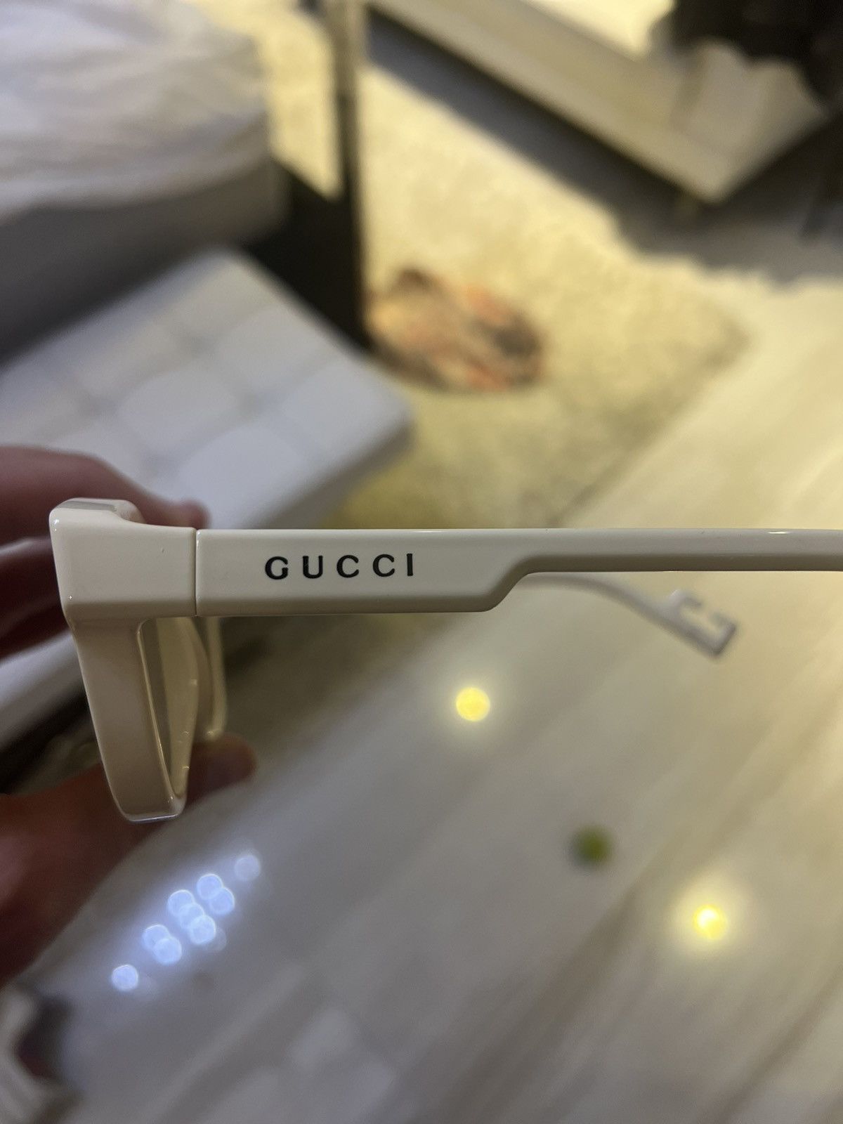 Gucci Gucci Brown Oval Mens Ivory white Sunglasses Rainbow lenses Size ONE SIZE - 14 Thumbnail