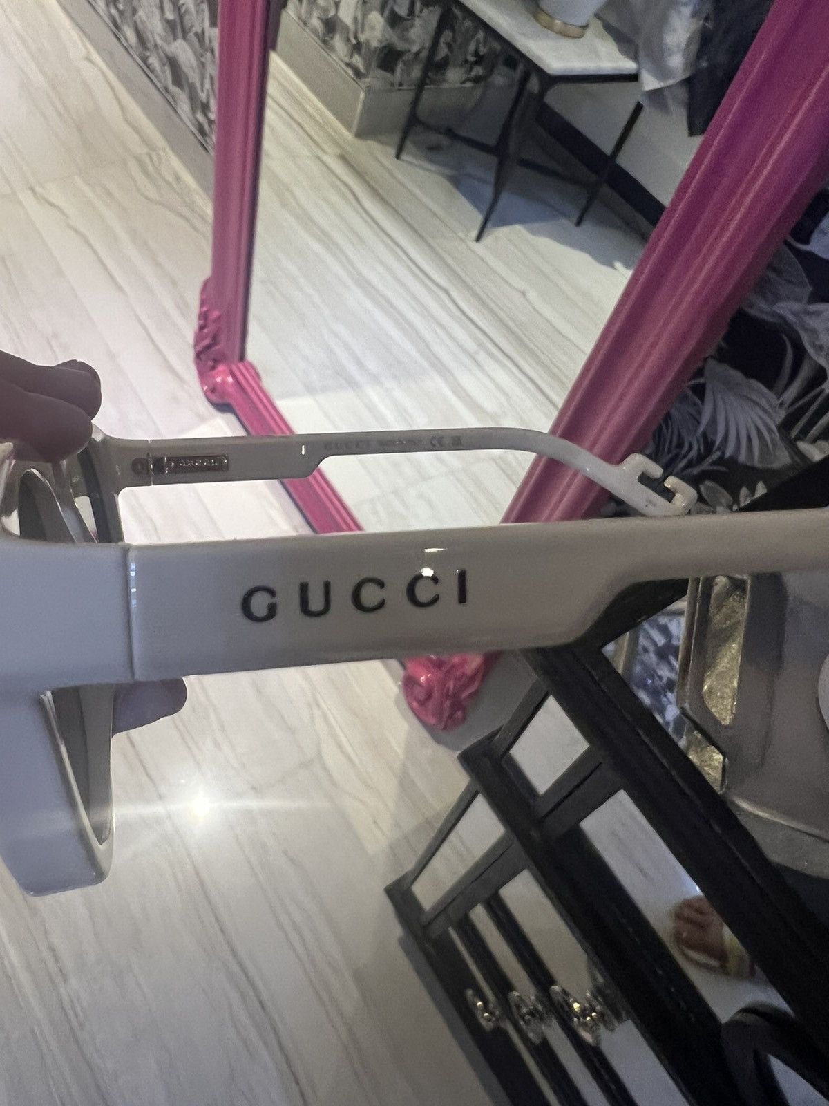 Gucci Gucci Brown Oval Mens Ivory white Sunglasses Rainbow lenses Size ONE SIZE - 13 Thumbnail