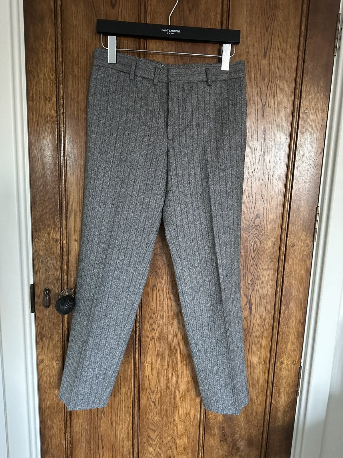 FW18 Saint Laurent houndstooth pinstripe grey trousers BNWOT