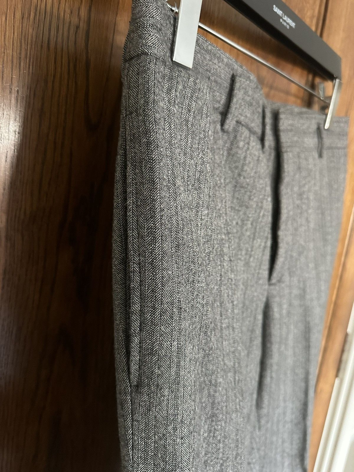 Saint Laurent Paris FW18 Saint Laurent houndstooth pinstripe grey trousers BNWOT Size 38R - 14 Thumbnail