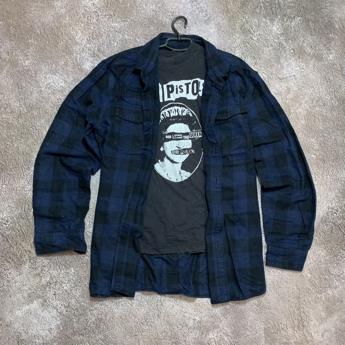 Vintage Vintage 90s Punk Graphic Tee Plaid Shirt Streetwear Baggy XL Size US XL / EU 56 / 4 - 1 Thumbnail