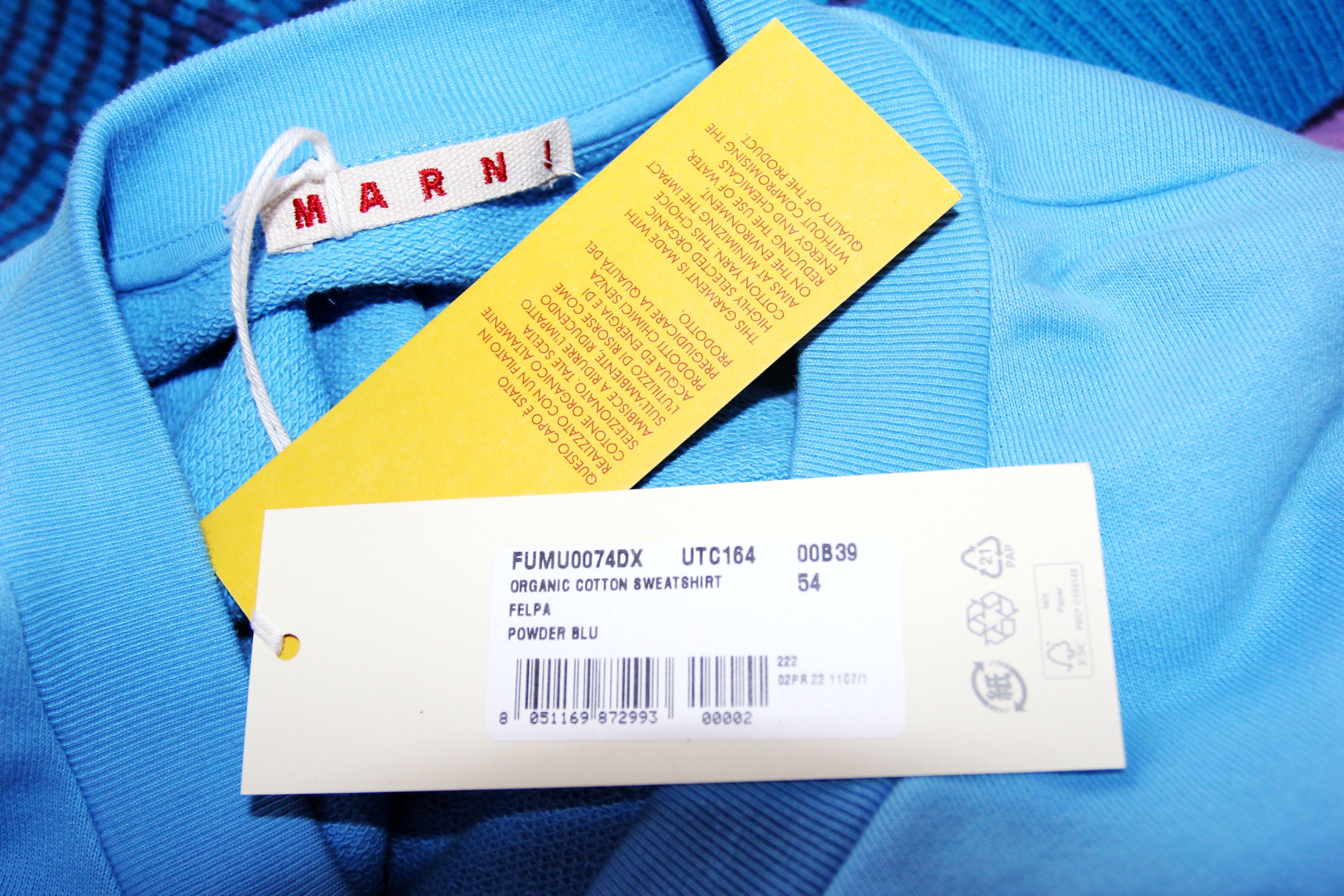 Marni BNWT AW22 MARNI ORGANIC COTTON SWEATSHIRT 54 Size US L / EU 52-54 / 3 - 9 Thumbnail