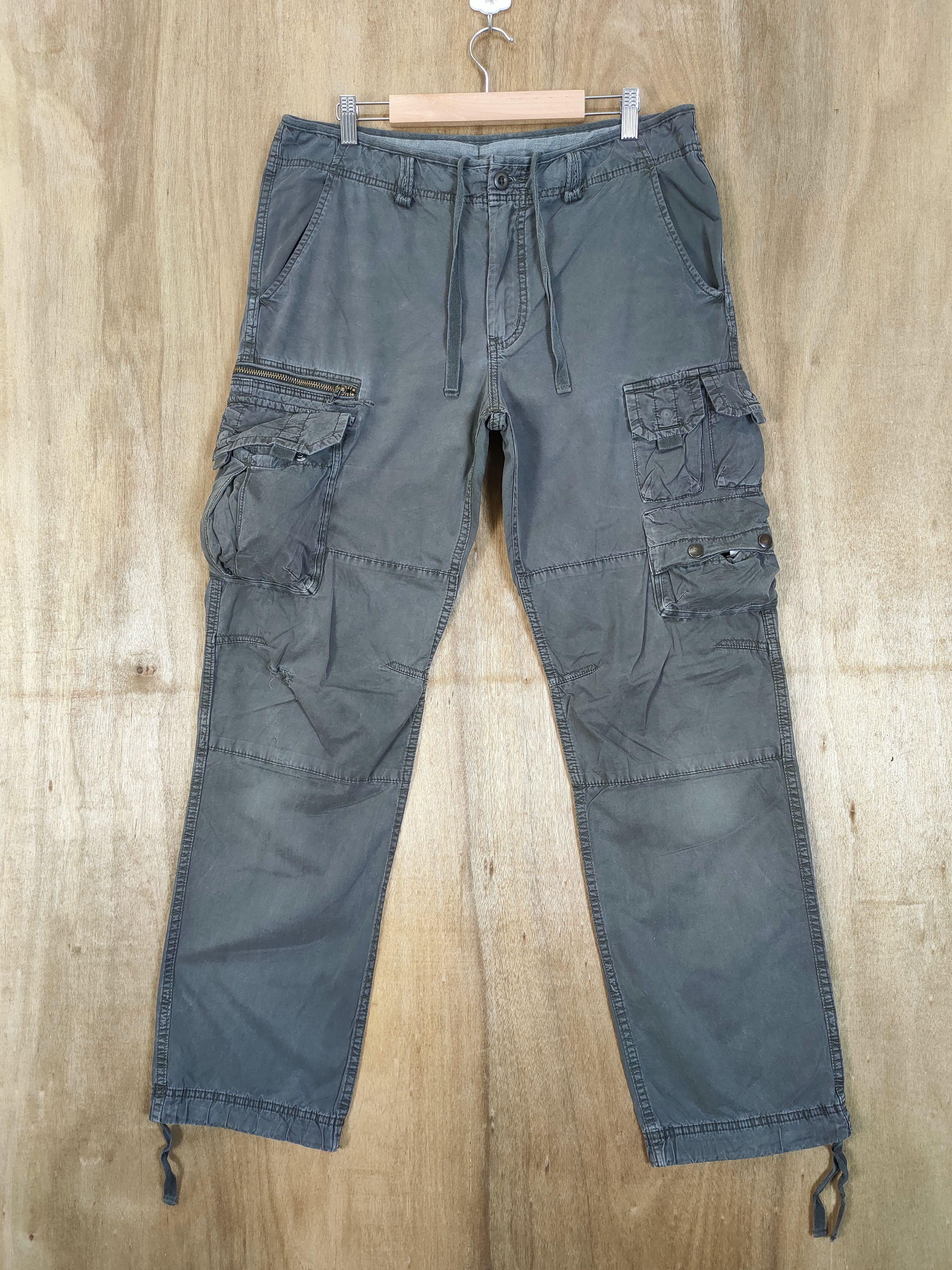 image of Vintage Faded Cargo Pants Multipocket Tactical in Black, Men's (Size 33)