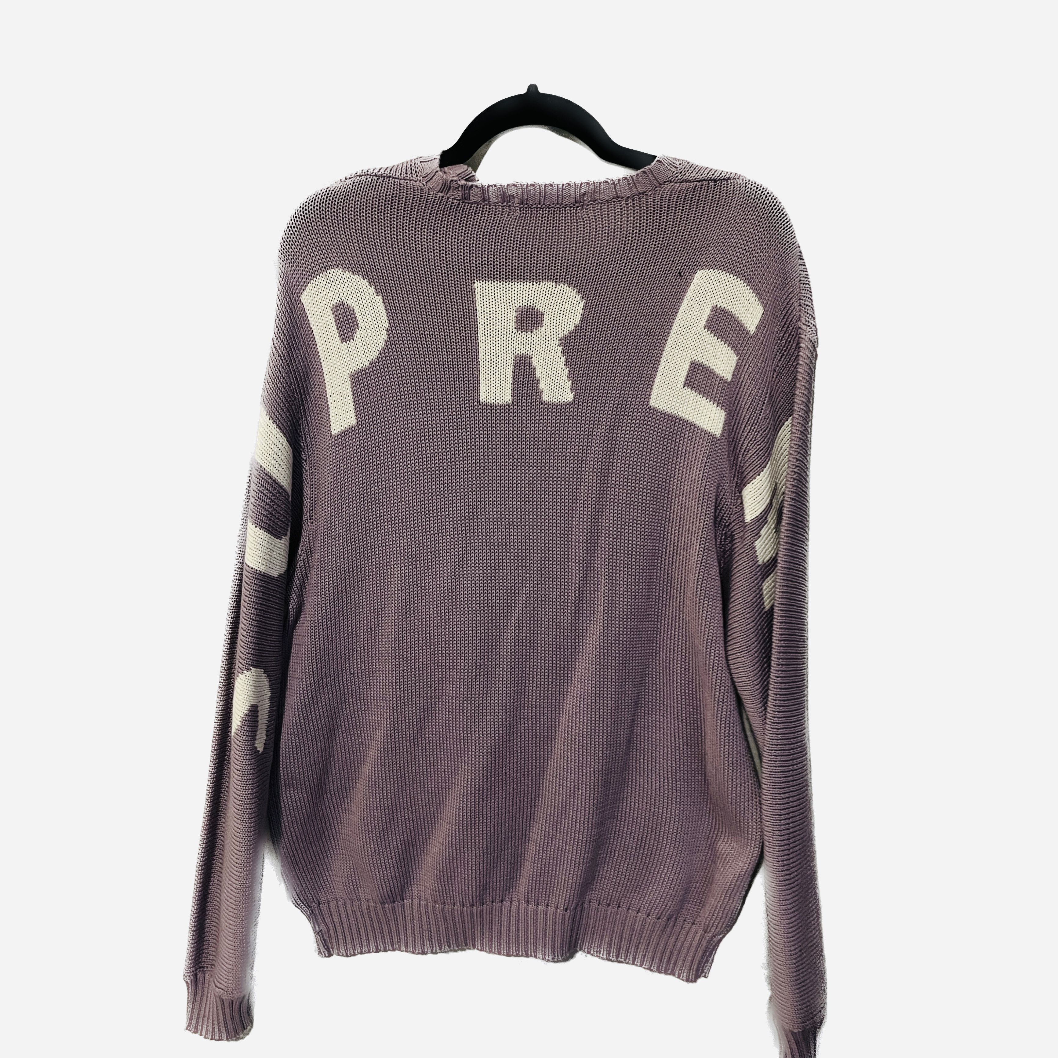 Supreme Back Logo Sweater Lilac | Grailed