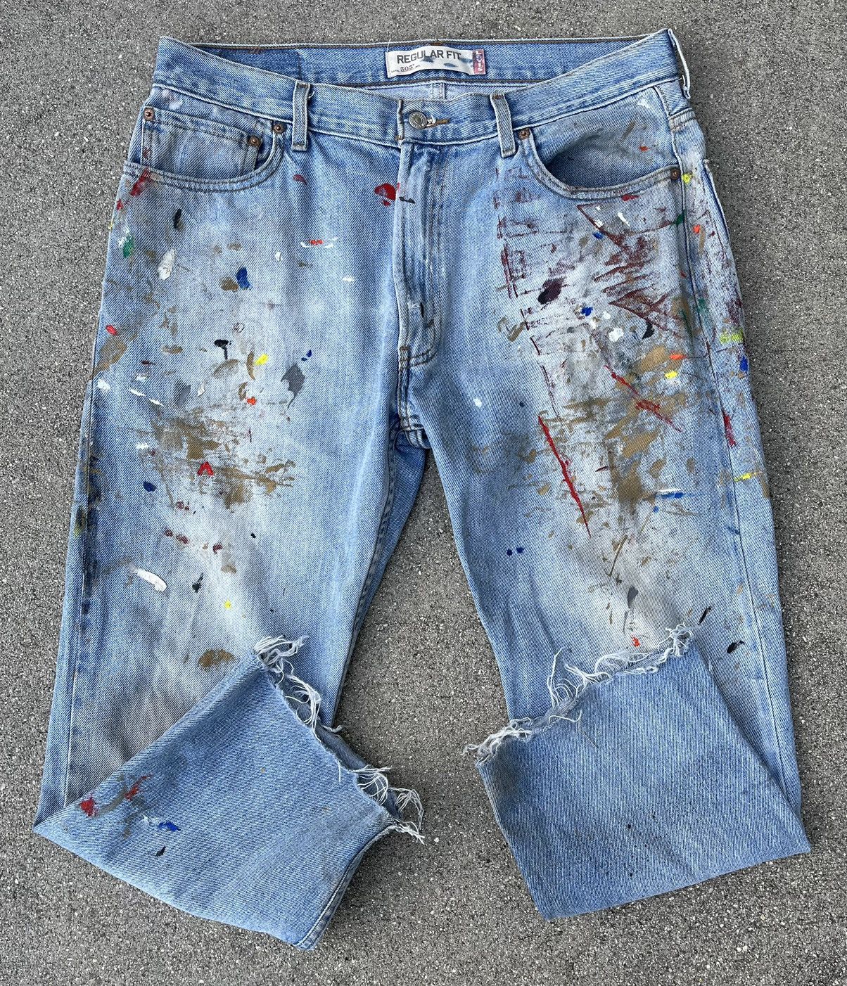 Levi's Levi’s 505 Jeans Distressed Thrashed Faded Painted Size US 36 / EU 52 - 3 Thumbnail