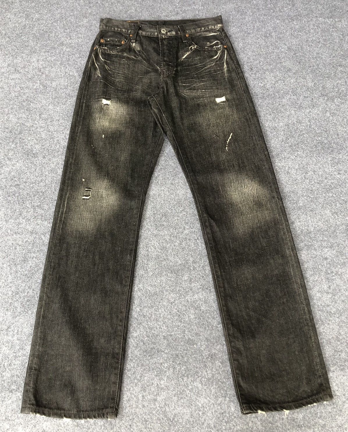vintage'Y2k🔥LEVI'S 501🔥Distressed Faded Black Jeans