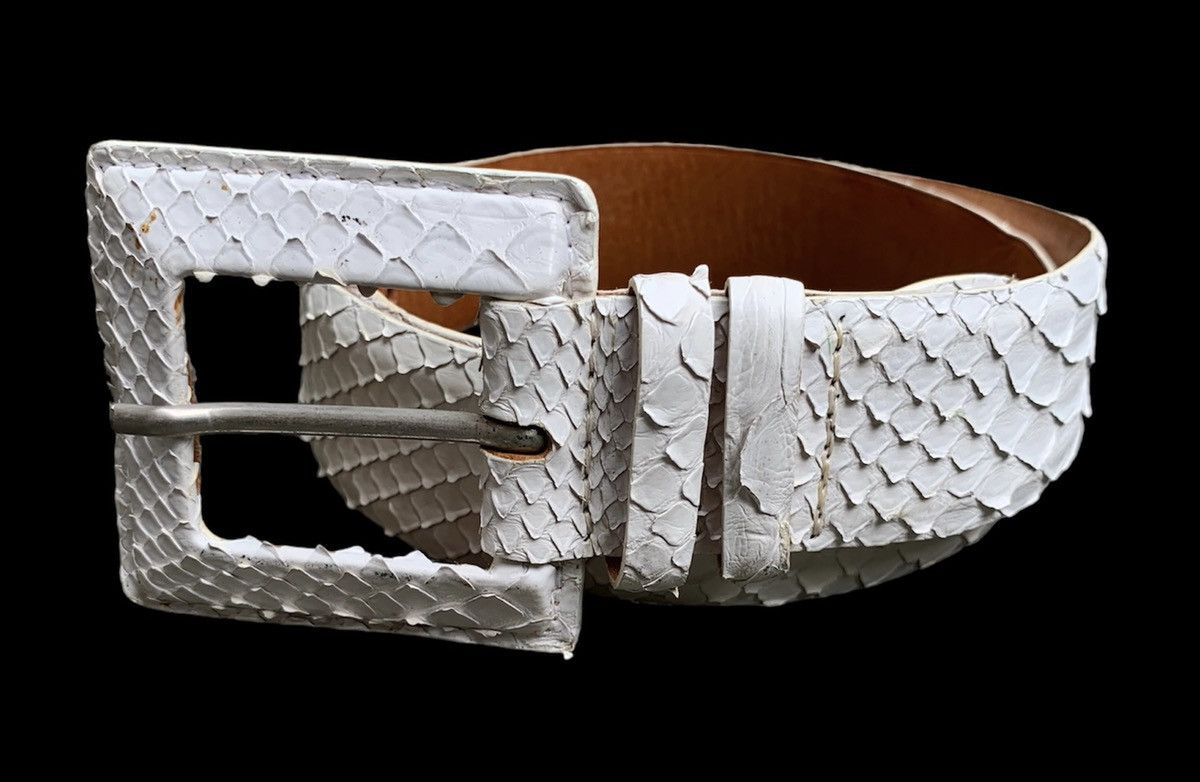 image of Genuine Leather x Orciani Genuine Snake Leather Belts in White, Women's
