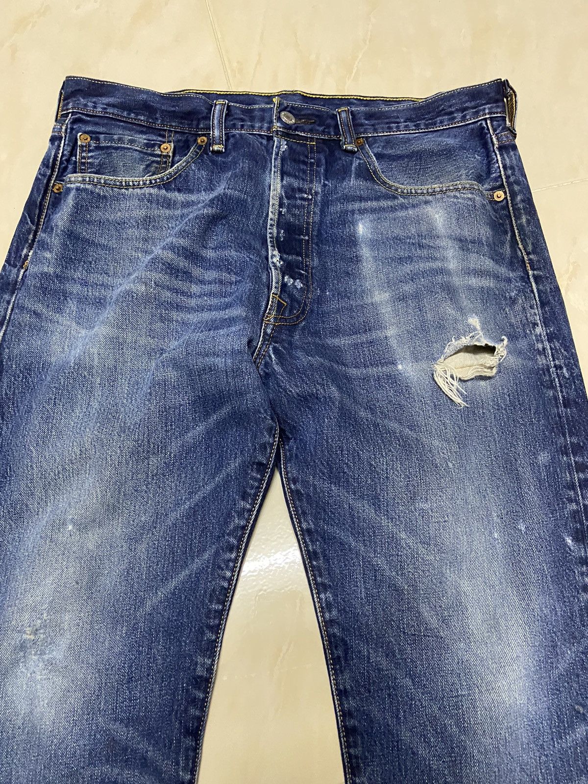 Levi's Vintage Clothing Vintage 501 Levis Jeans Denim fit W35 straight cut dark blue Size US 35 - 3 Thumbnail