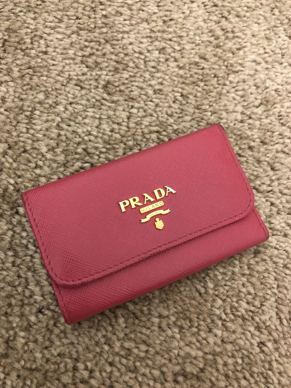 Prada saffiano metal leather key holder