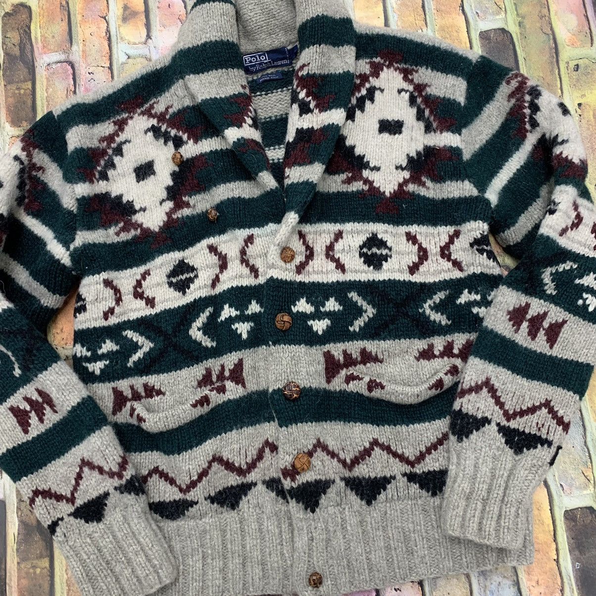 Polo Ralph Lauren × Vintage Vintage Polo cardigan sweater Size US L / EU 52-54 / 3 - 3 Thumbnail