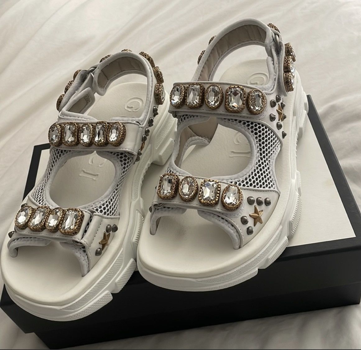 Gucci Platform Jeweled Sandals